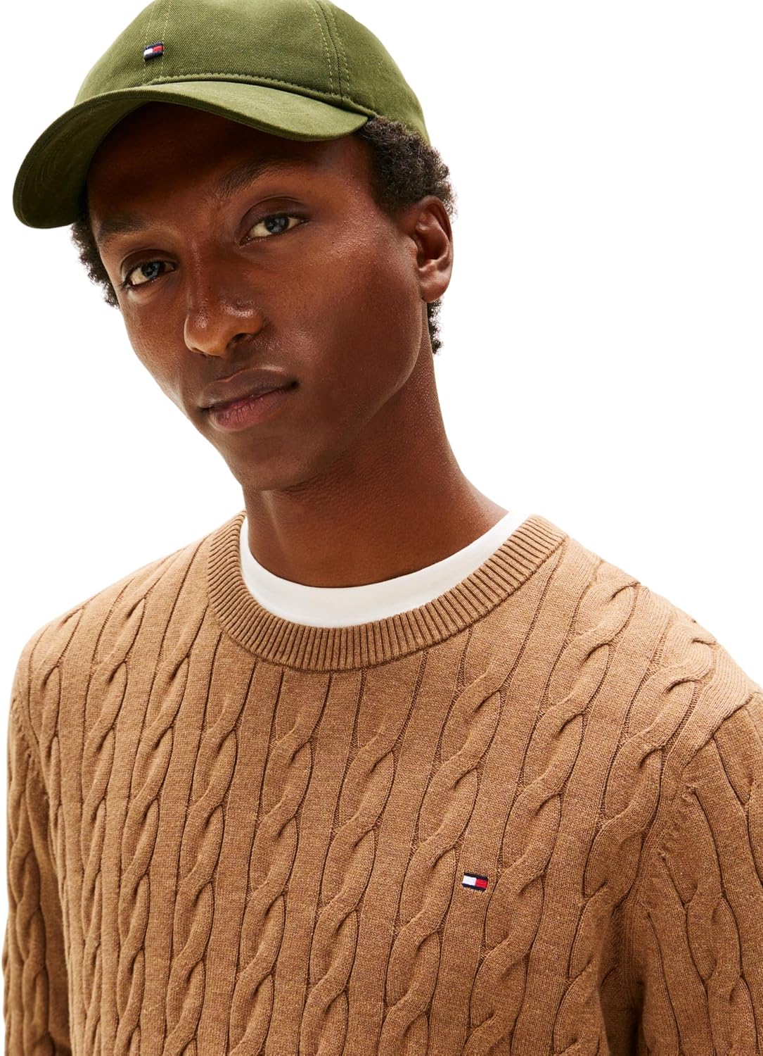 Detalle de Tommy Hilfiger Classic Cotton Cable Crew Neck suéter 100% algodón