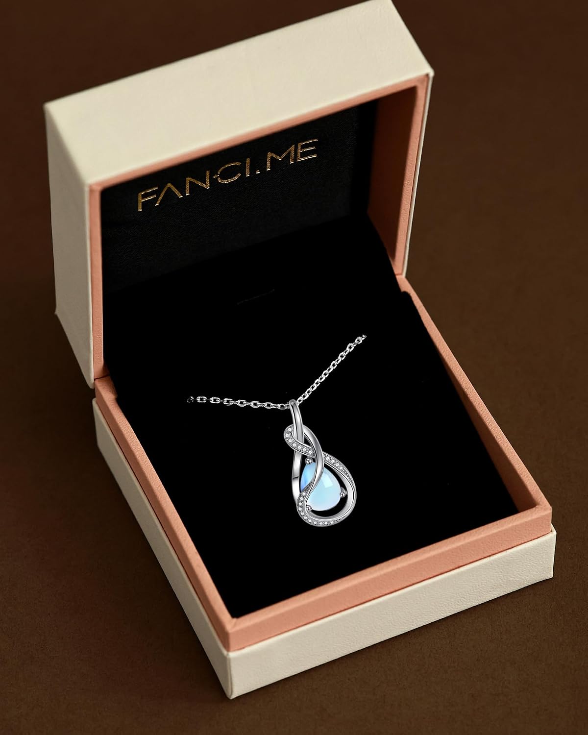Thumbnail 5 de FANCIME TimelessTie Geburtstein Halskette für Damen – 925er Sterling Silber mit Mondstein (Juni) und Zirkonias