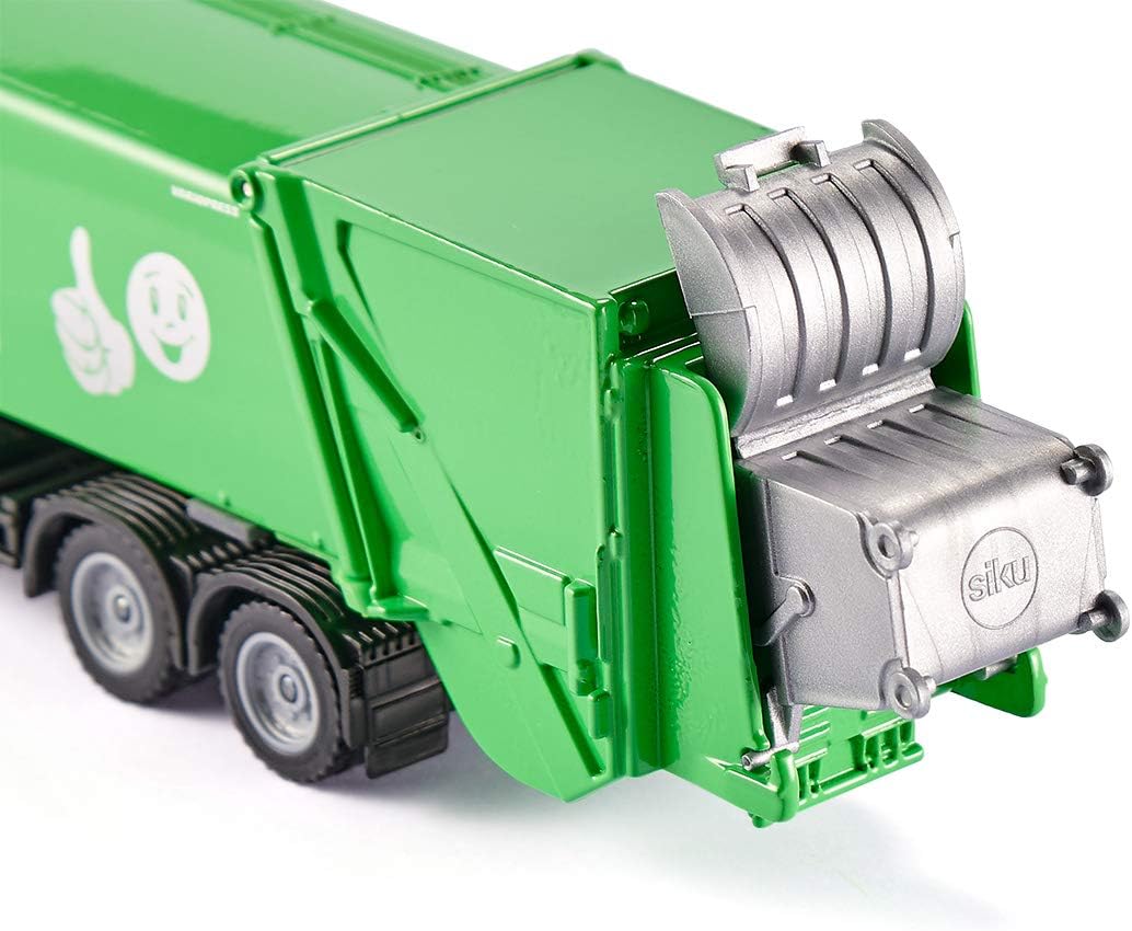 Detalle de SIKU 2938 śmieciarka Mercedes Actros 1:50, metalowo-plastikowa, zielono-biała