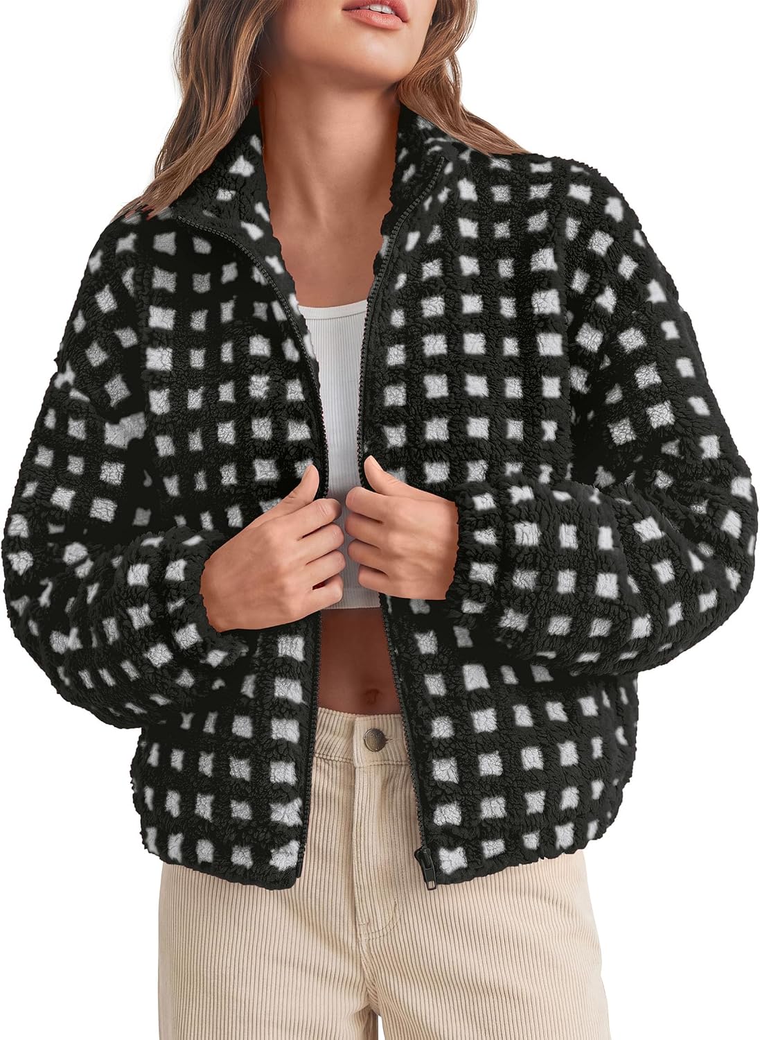 Detalle de PRETTYGARDEN Women's Sherpa Fleece Jacket, Polyester