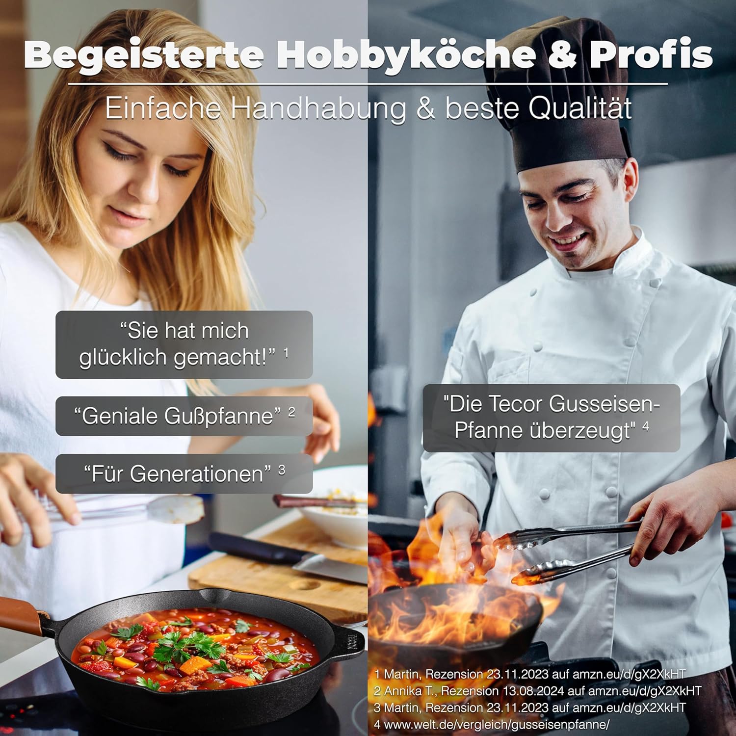 Thumbnail 4 de TECOR Gusseisenpfanne für Induktion, 32 cm (ungeschliffen) – natürliches Antihaft-Kochen ohne Beschichtung