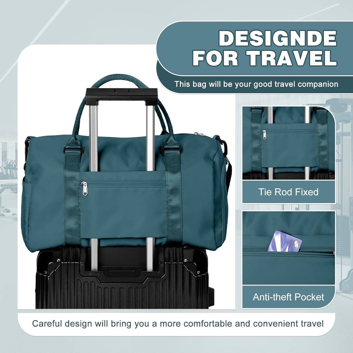 Thumbnail 4 de WEPLAN Sport-Duffelbag mit Schuhfach & Nassfach (A7 Pfauenblau) – Sporttasche für Gym, Training & Reise