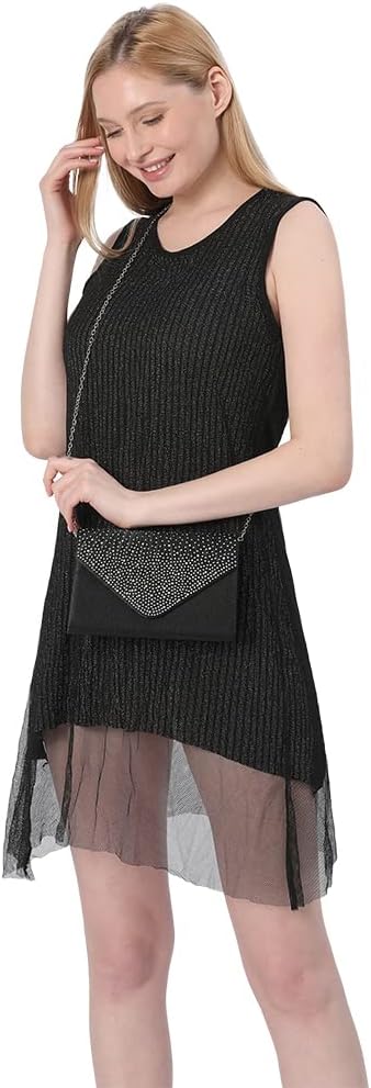 Thumbnail 2 de Wocharm Satin Diamante Clutch Bag – Elegant Evening Envelope Handbag