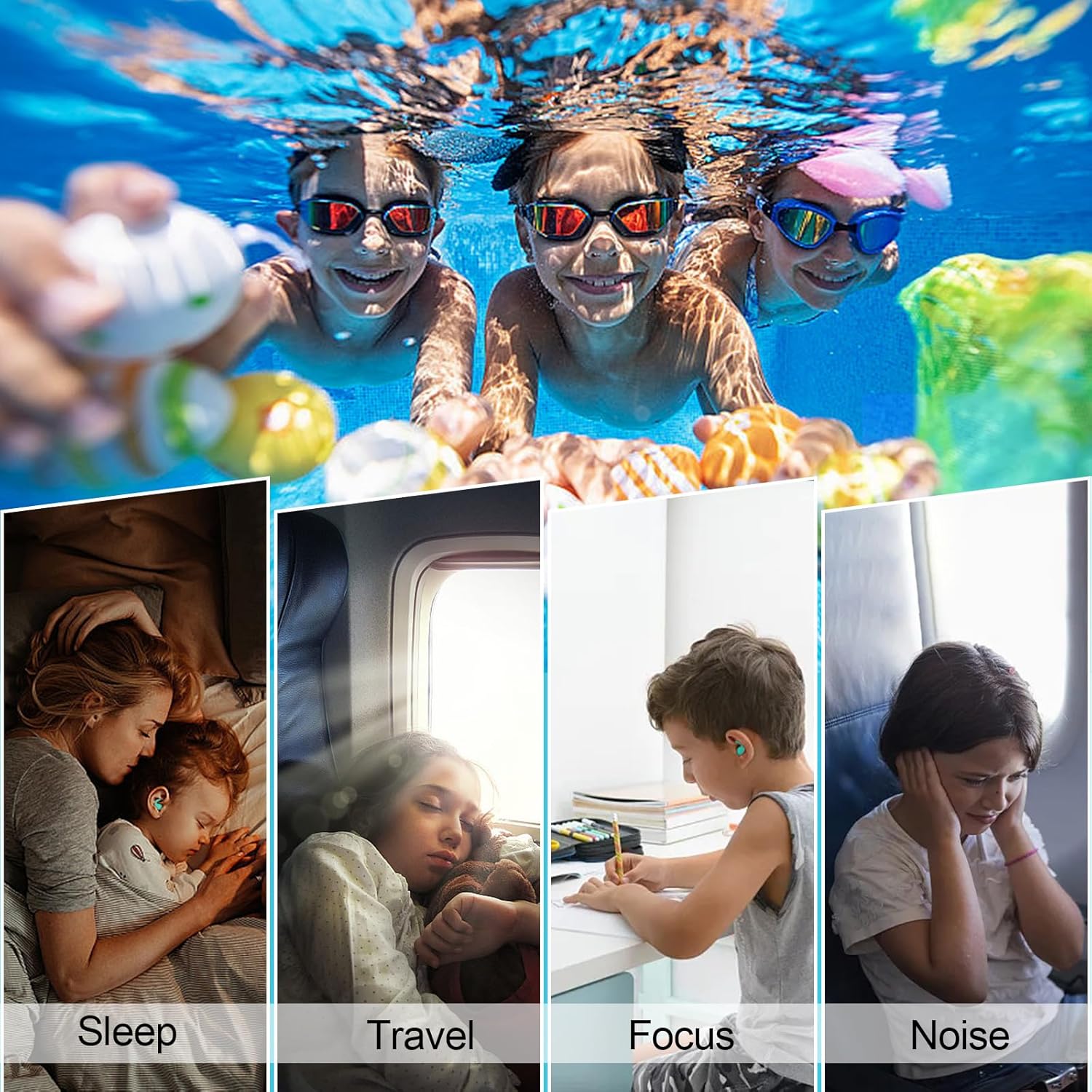 Thumbnail 2 de Kids Swimming Ear Plugs (3 Pairs) – Reusable Silicone Ear Protection for 4–12 Years