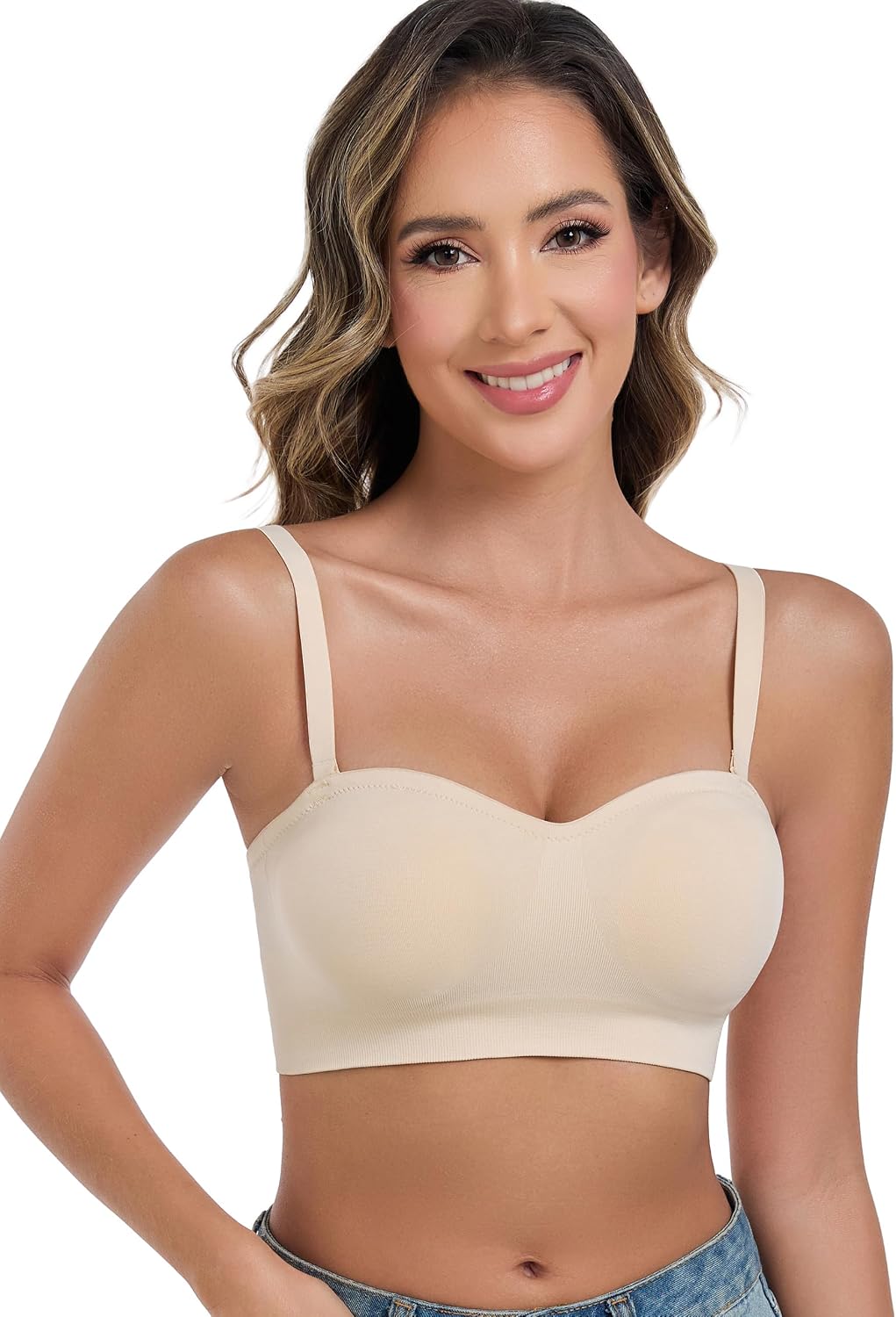 Detalle 2 de ANGOOL Strapless Bra with Non-Slip Grip and Padded Bandeau