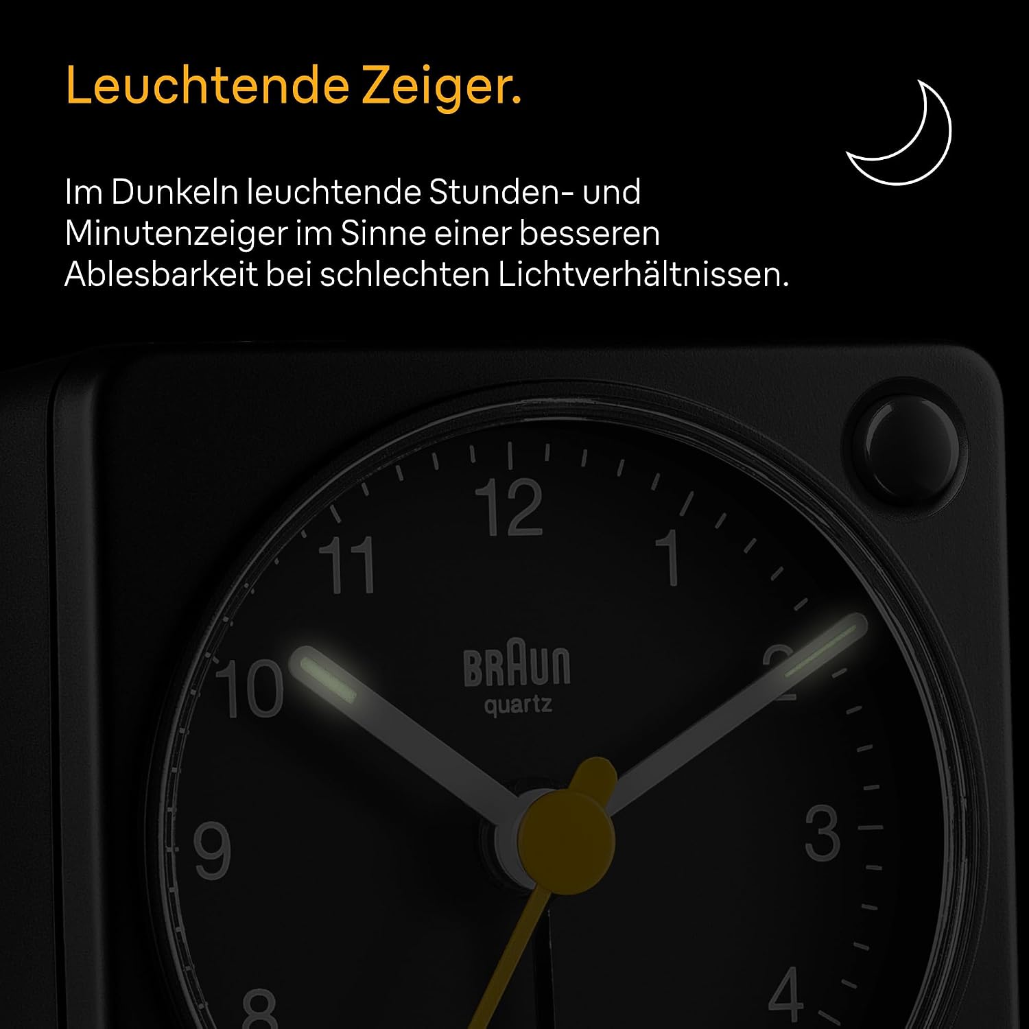Detalle de Braun BC02XB: Klassischer analoger Reisewecker mit Schlummerfunktion und Licht