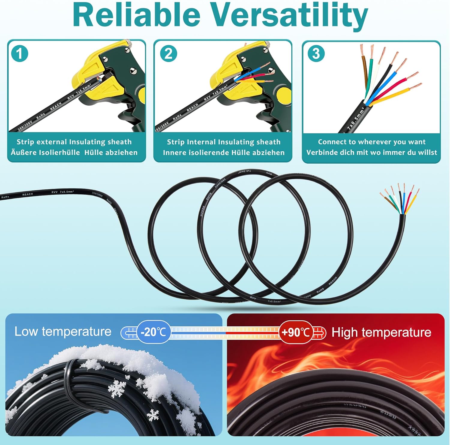 Thumbnail 3 de DARKGUARD 7-core trailer cable (0.5mm²) – 20m round copper wire for 7-pin light board