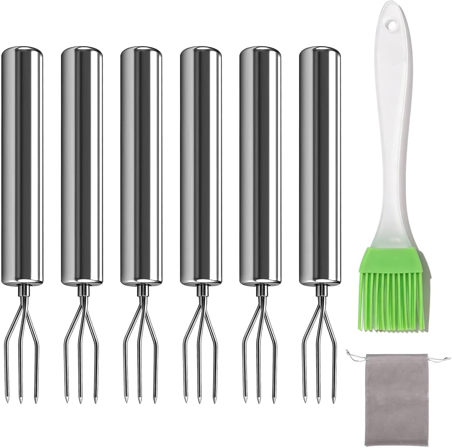 Detalle de Pellkartoffelset Pellkartoffelgabel 6 Stück – Edelstahl-Gabeln, Pellkartoffelhalter und Dreizack-Gabeln für Küche, Grill & Camping