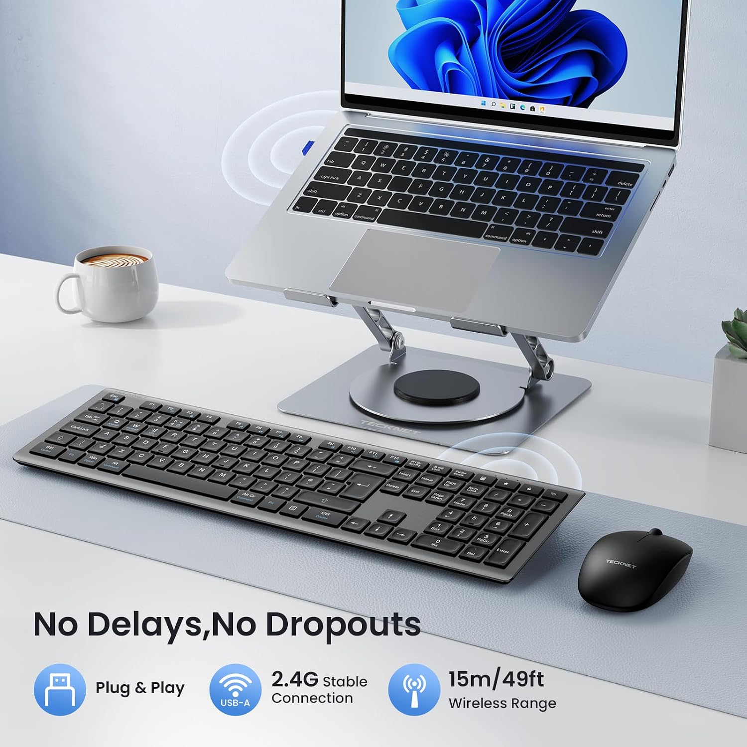 Detalle 2 de TECKNET Wireless Keyboard Rechargeable 2.4GHz Silent Full Size (UK QWERTY)