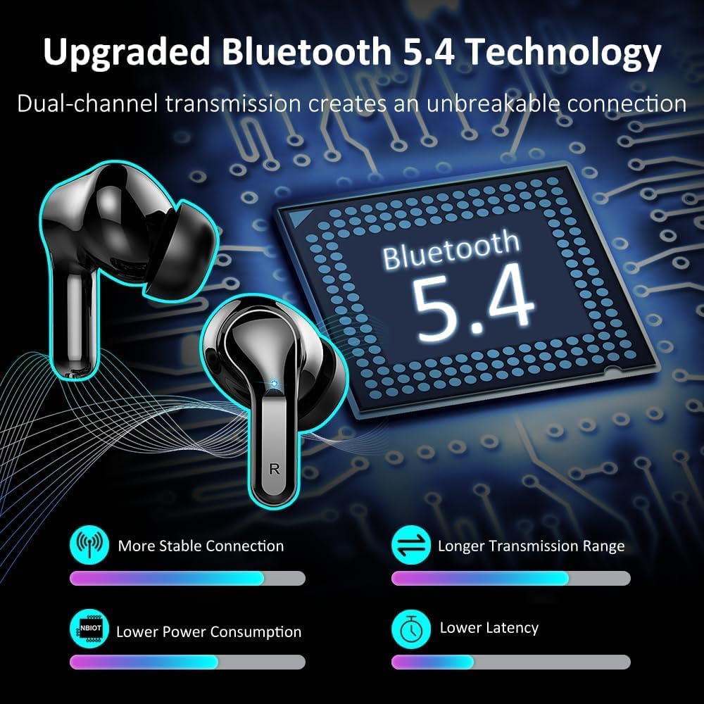 Thumbnail 2 de Ordtop Cuffie Bluetooth 5.4 con Display LED, 40 Ore di Riproduzione, IP67 e Custodia USB-C