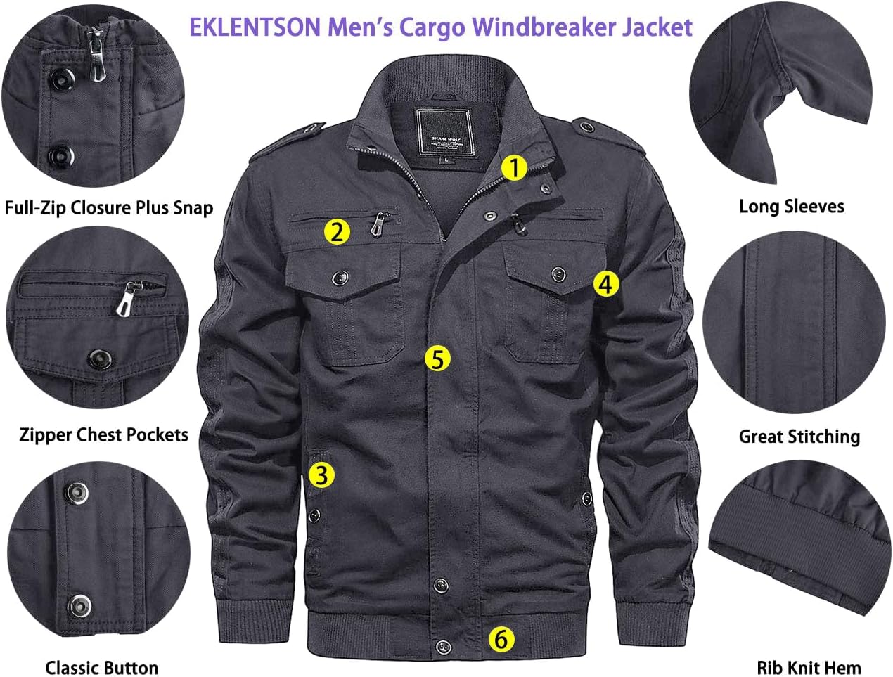 Detalle 2 de EKLENTSON Übergangsjacke Herren 7 Taschen