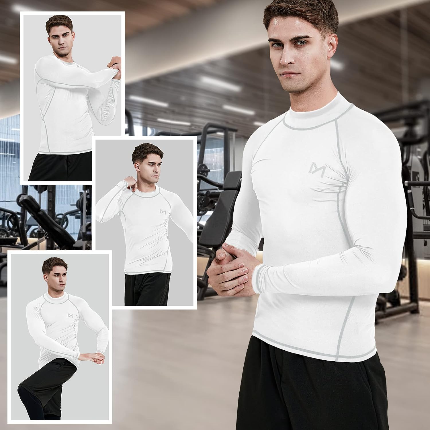 Detalle 2 de MEETYOO Kompressionsshirt Herren – langärmeliges Funktions- & Laufshirt mit Feuchtigkeitsmanagement