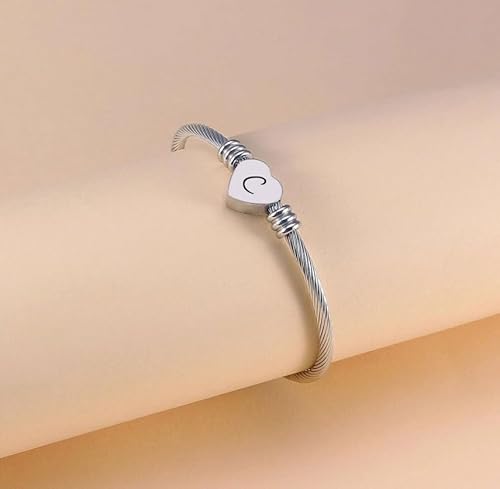 Thumbnail 3 de Suonie Plata Amor Corazón: Pulsera con Letra Inicial A–Z ajustable, regalo significativo para familiares y amigos