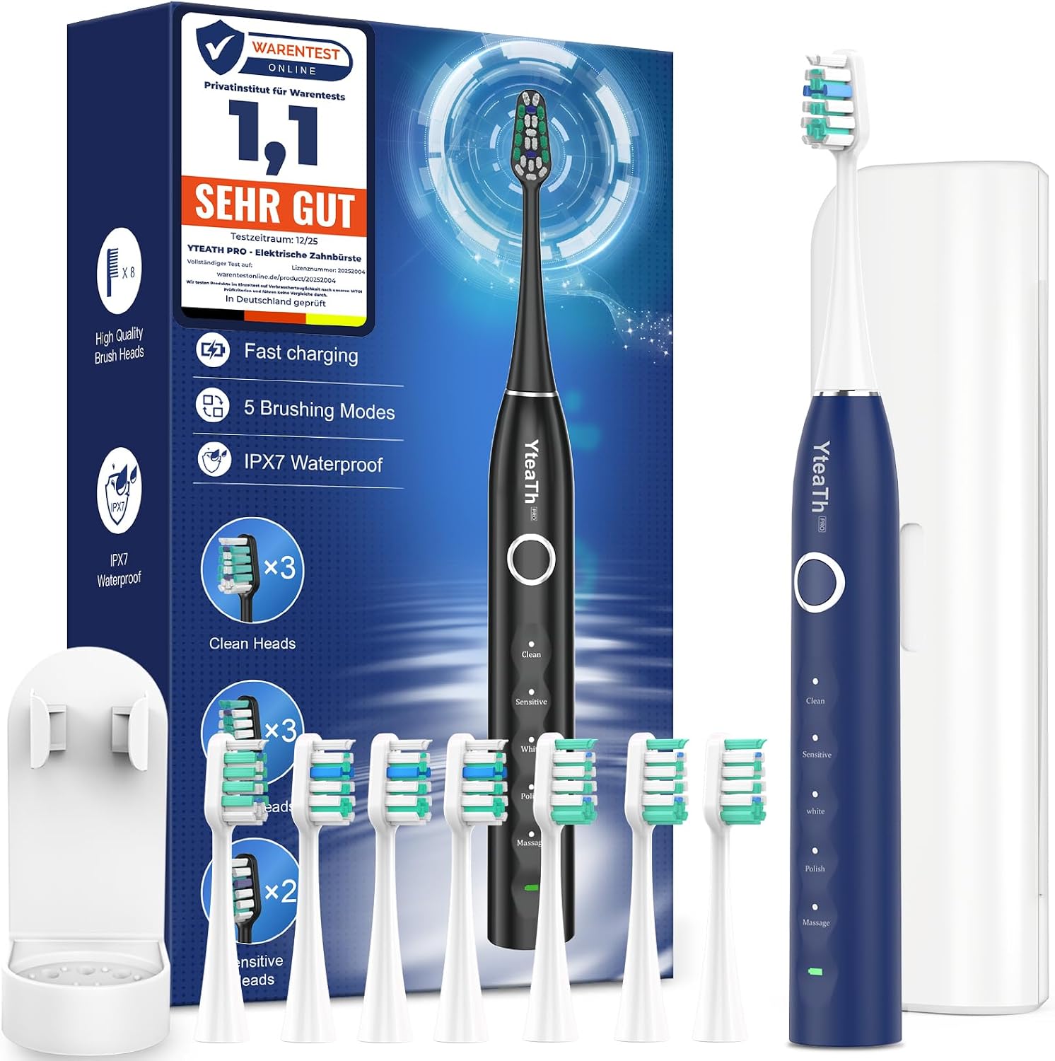 Imagen de Spazzolino Elettrico Sonico 8 Testine Blu en OfertitasTOP