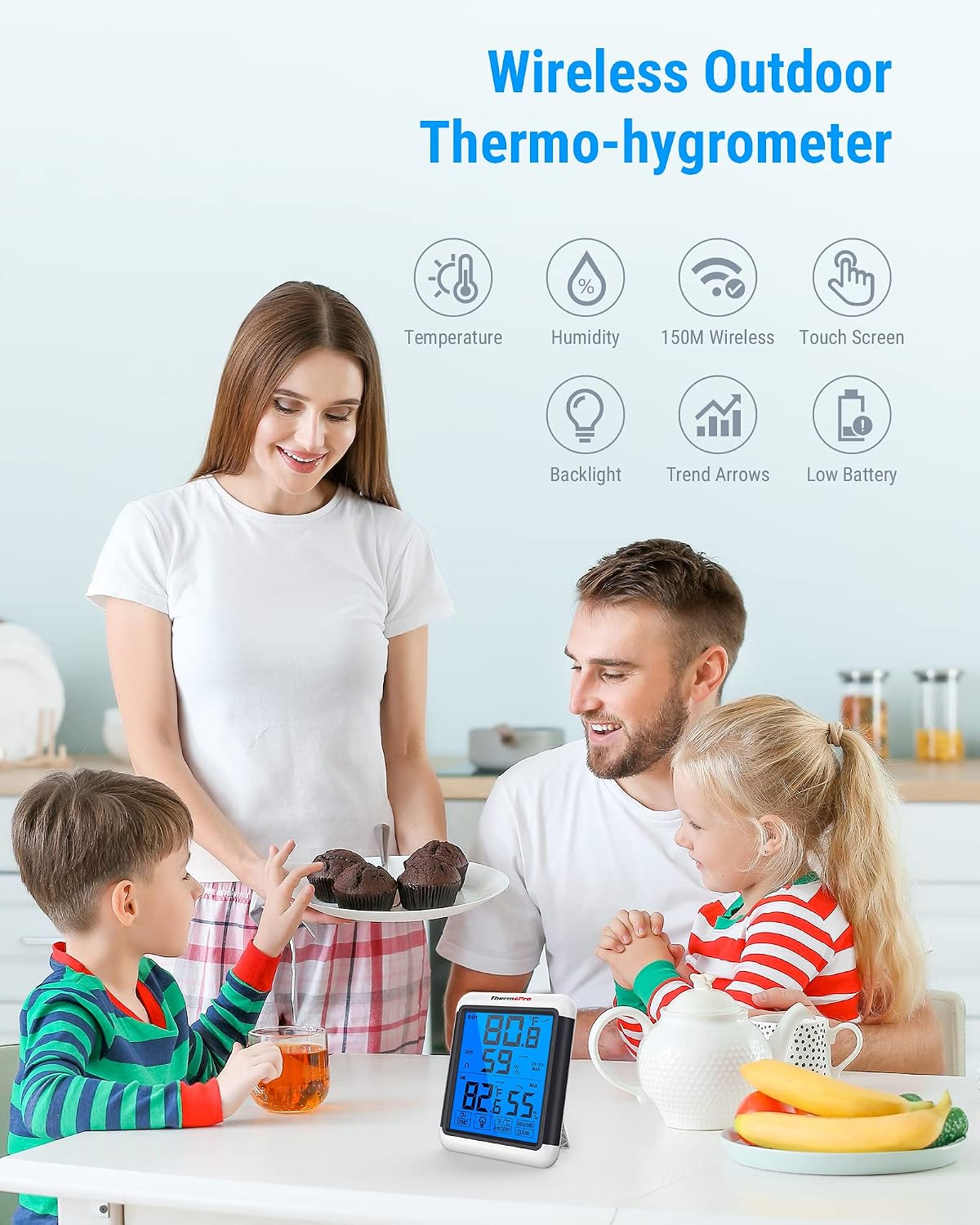 Detalle 2 de ThermoPro TP65C wireless hygrometer 150 m range 🌡