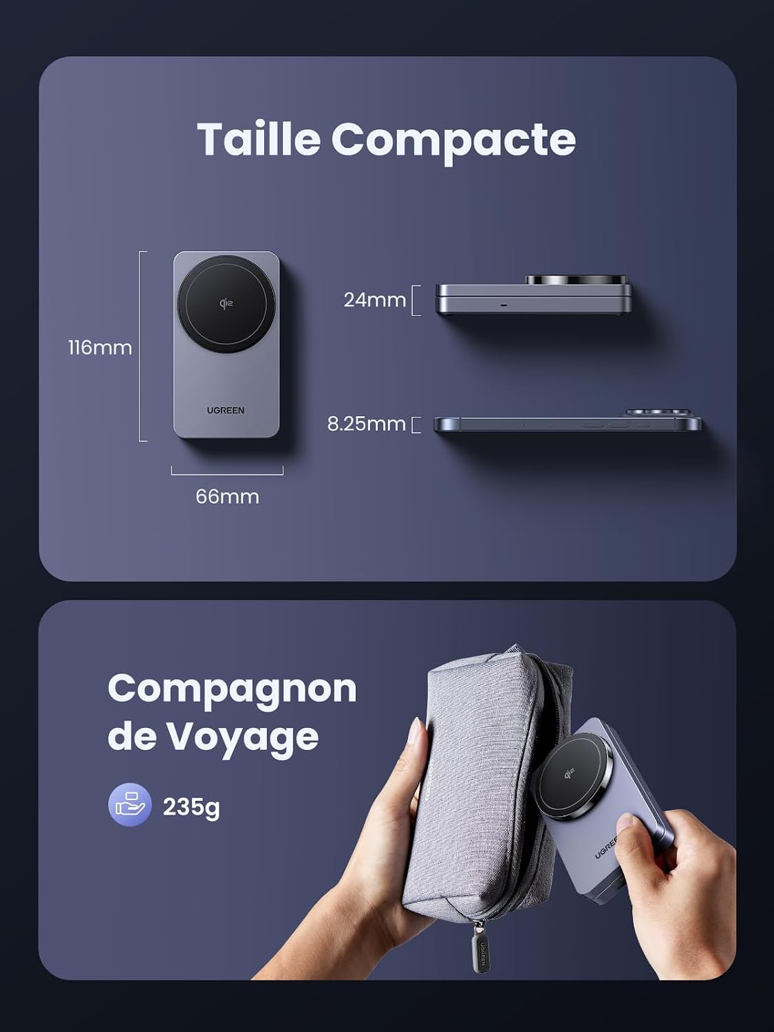 Thumbnail 5 de UGREEN MagFlow Qi2 15 W chargeur sans fil