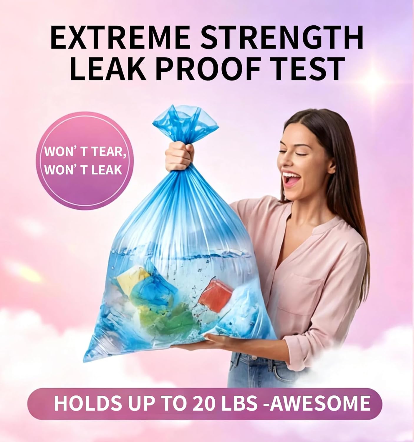 Thumbnail 5 de T.FORING 150-Count 4 Gallon Small Trash Bags (4 Gallon) — Colored, Unscented, Leak-Proof Can Liners