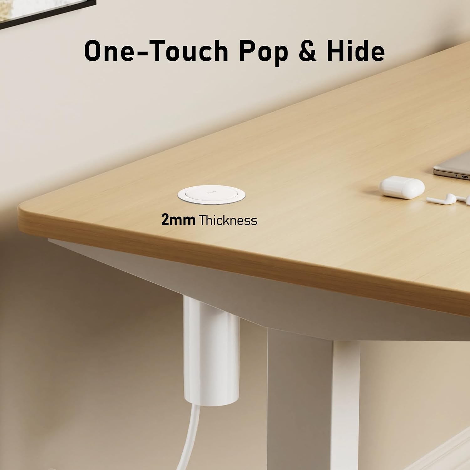 Detalle 2 de VILONG OEUP019B 2.5-Inch Pop-Up Countertop Outlet, 4 Outlets and 4 USB Ports