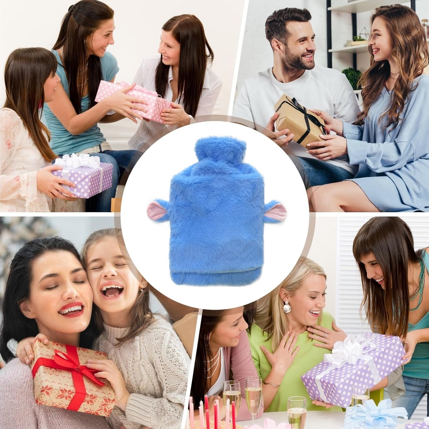 Thumbnail 6 de Siyecioa Wärmflasche mit weichem Bezug – 2 Liter Kuscheltierschen mit Känguru-Tasche, Bettwärmer für Kinder und Erwachsene