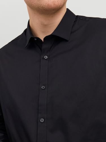 Detalle de JACK & JONES Jprblacardiff Shirt L/S Noos – Camicia Uomo Slim Fit nera, M