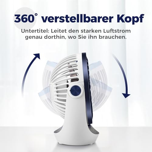 Detalle de OCOOPA USB Ventilator – kompakter Tischventilator mit starkem Wind, 3 Geschwindigkeiten und 360° Kopf