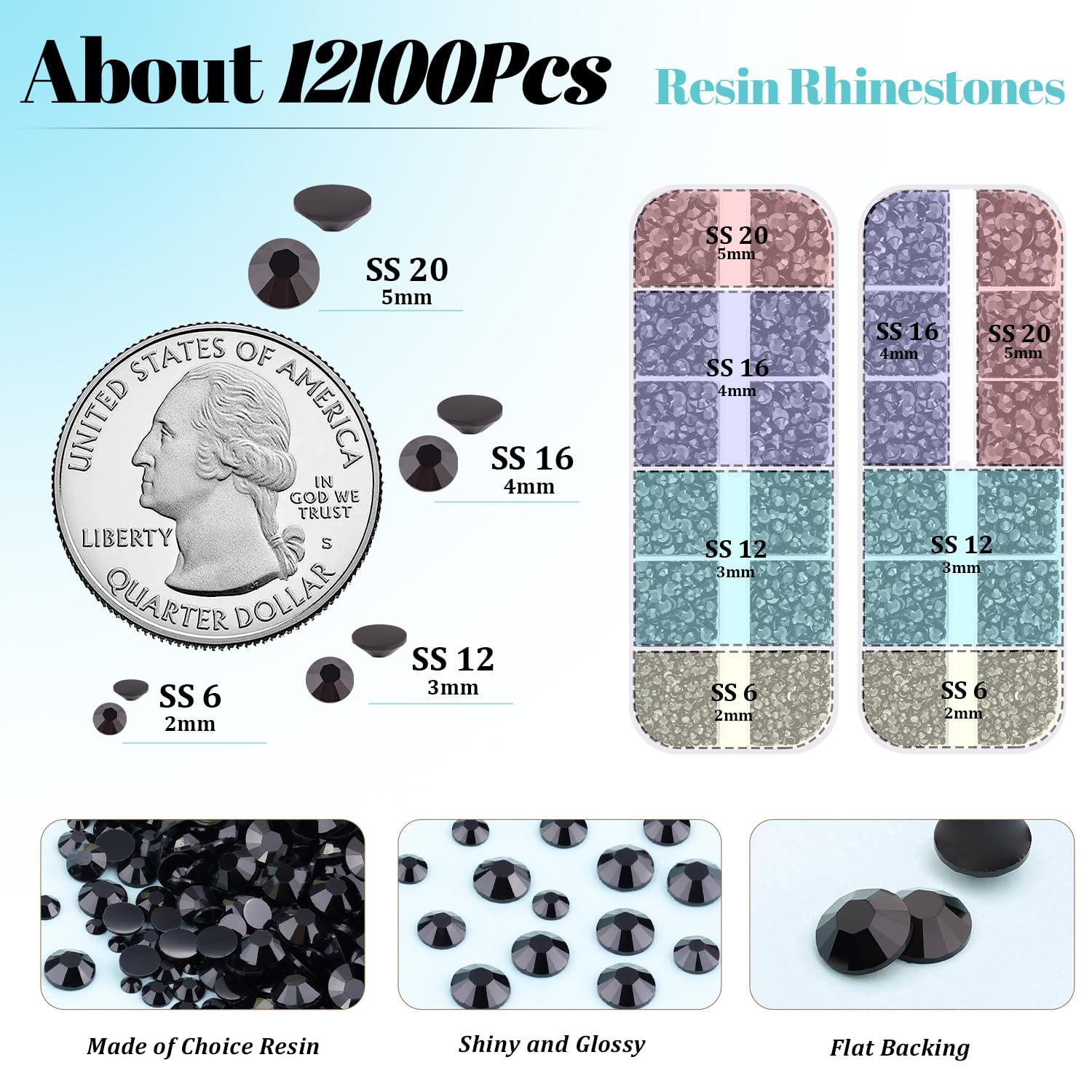 Thumbnail 1 de Black Rhinestone Craft Kit, 12,100 Pieces