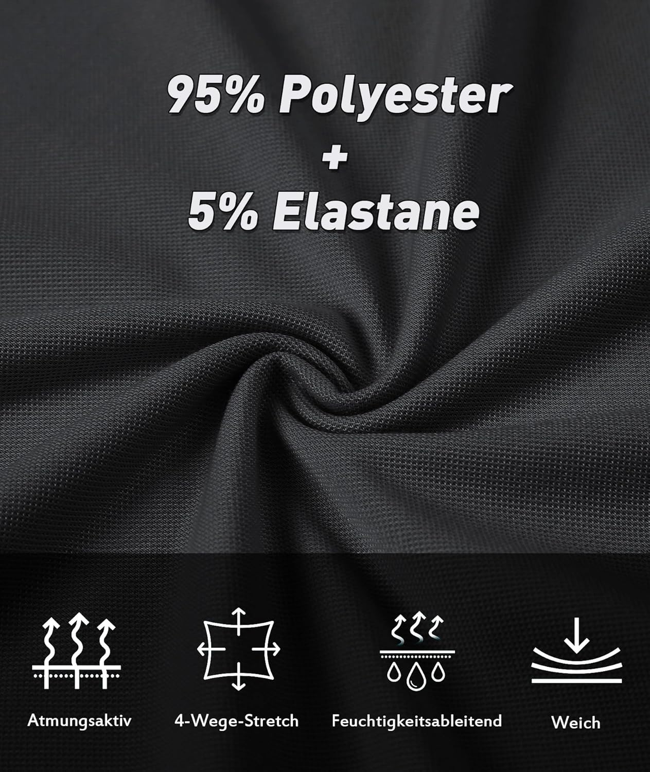Detalle de SwissWell Polohemd Herren Kurzarm – atmungsaktives Sport-Poloshirt mit 4-Wege-Stretch