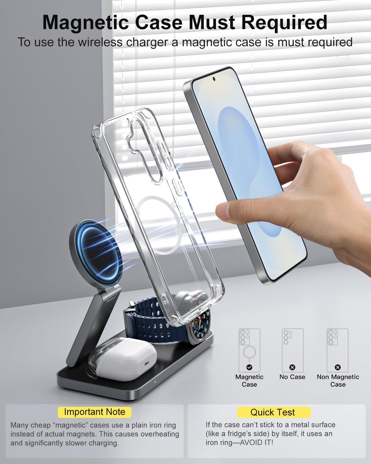 Thumbnail 2 de KEEPRO 3-in-1 Charging Station for Samsung (Magnetic Fast Wireless Charger Stand)