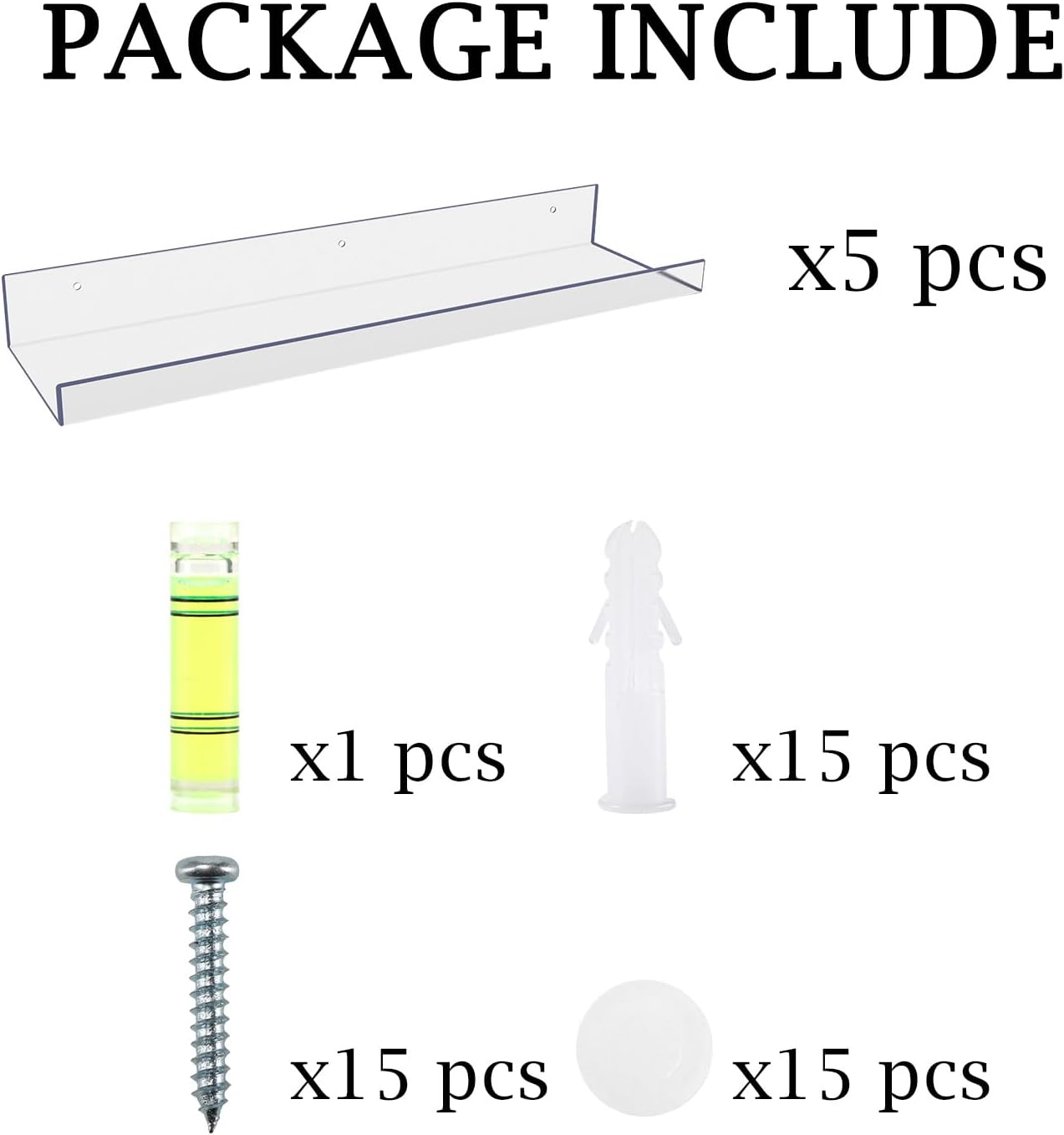 Thumbnail 4 de RLAVBL 5 Pack 15" Acrylic Floating Wall Shelves