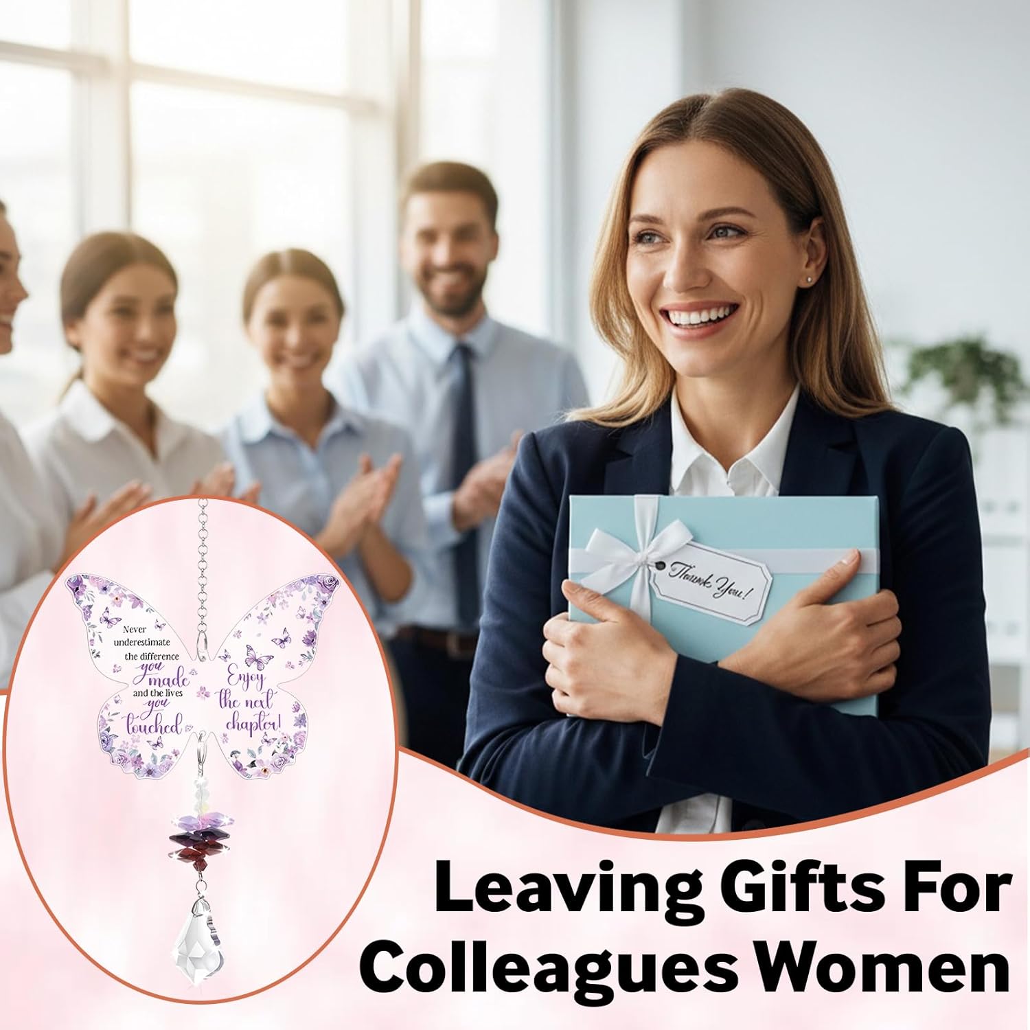 Thumbnail 1 de Leaving Gifts For Colleagues Women Butterfly Crystal Suncatcher – Retirement Goodbye Keepsake