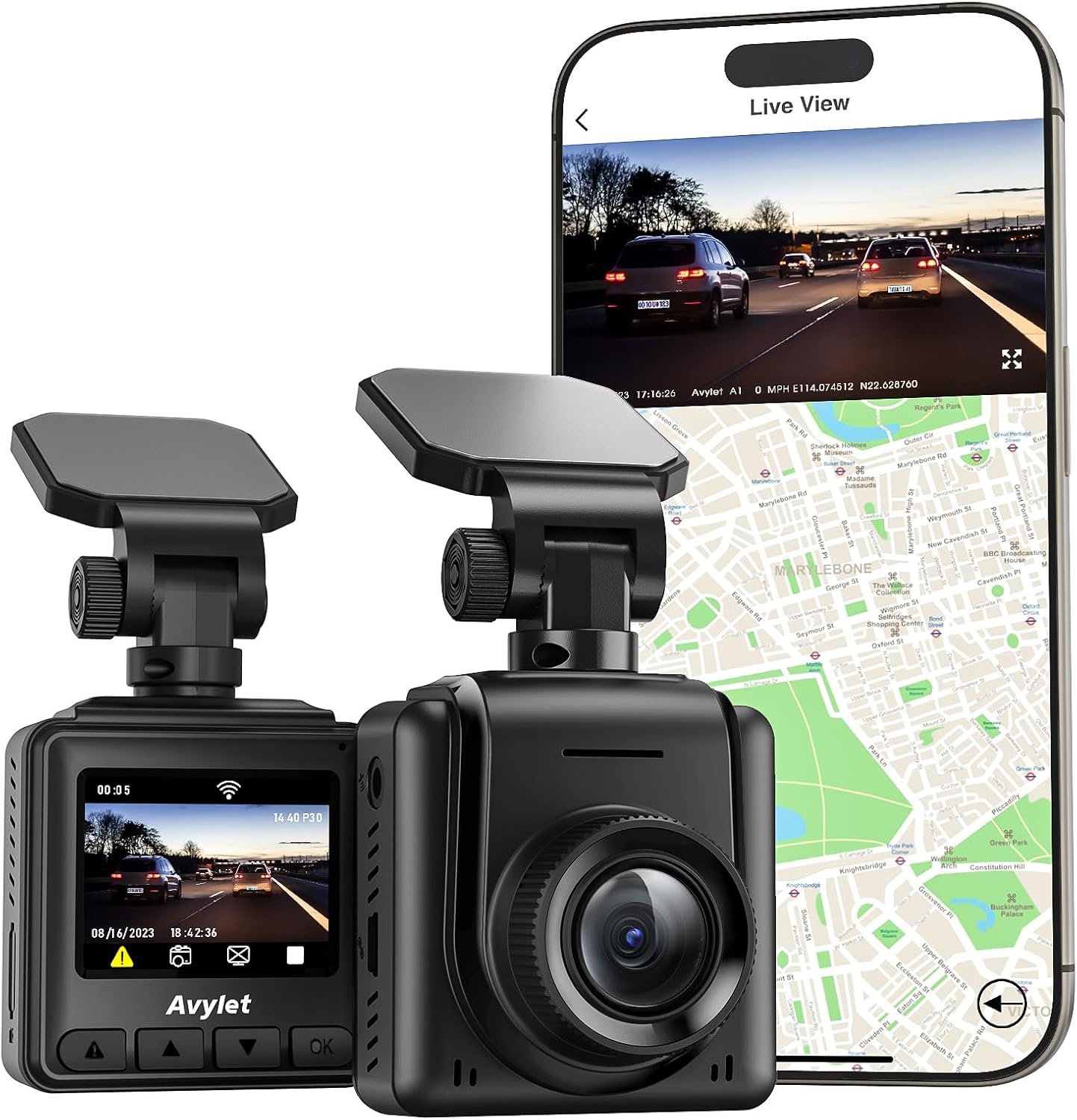 Detalle de Dash Cam 2K Front Mini Car Camera 1440P