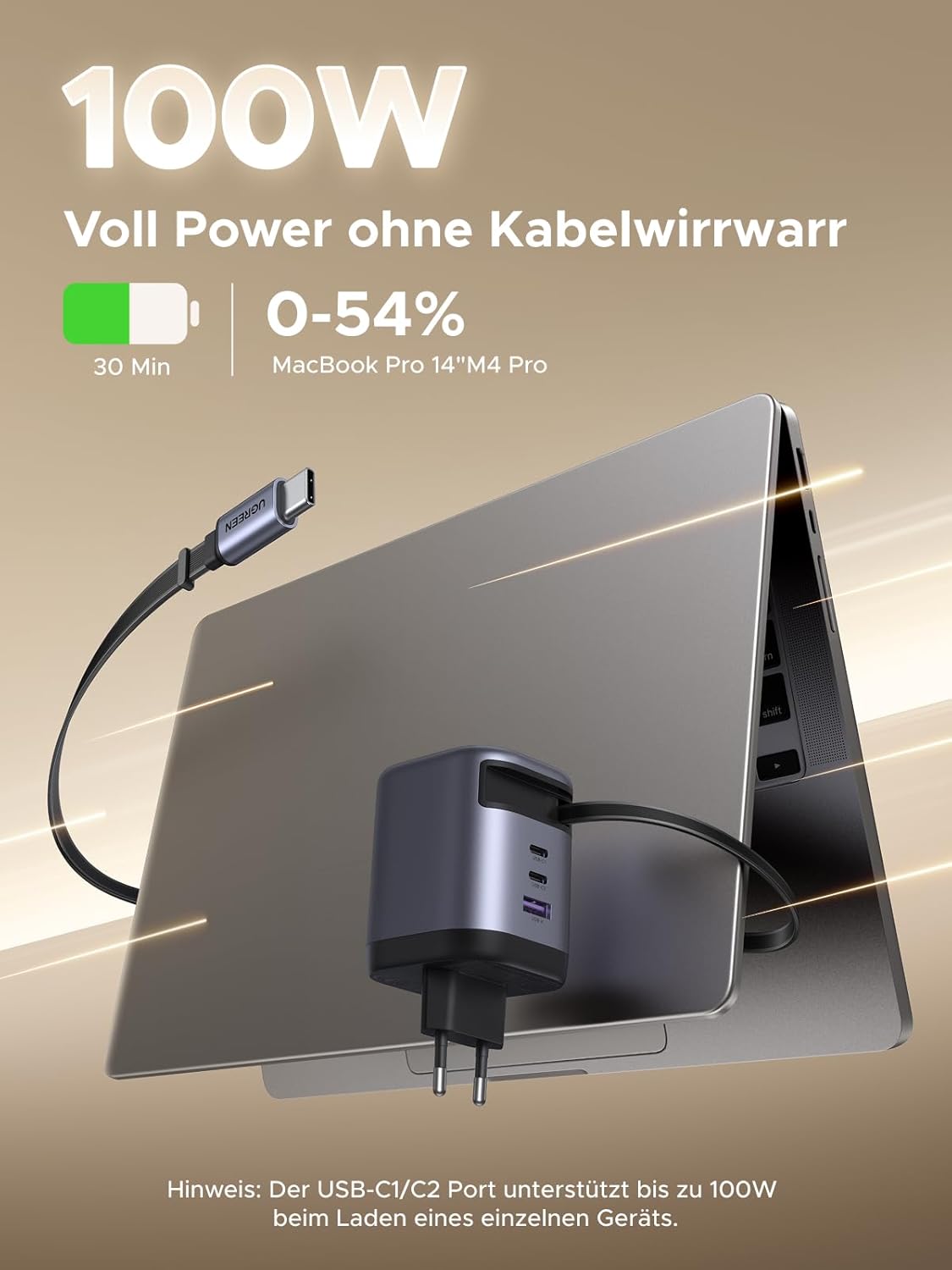 Thumbnail 1 de UGREEN Nexode 100W USB C Ladegerät mit Einziehkabel