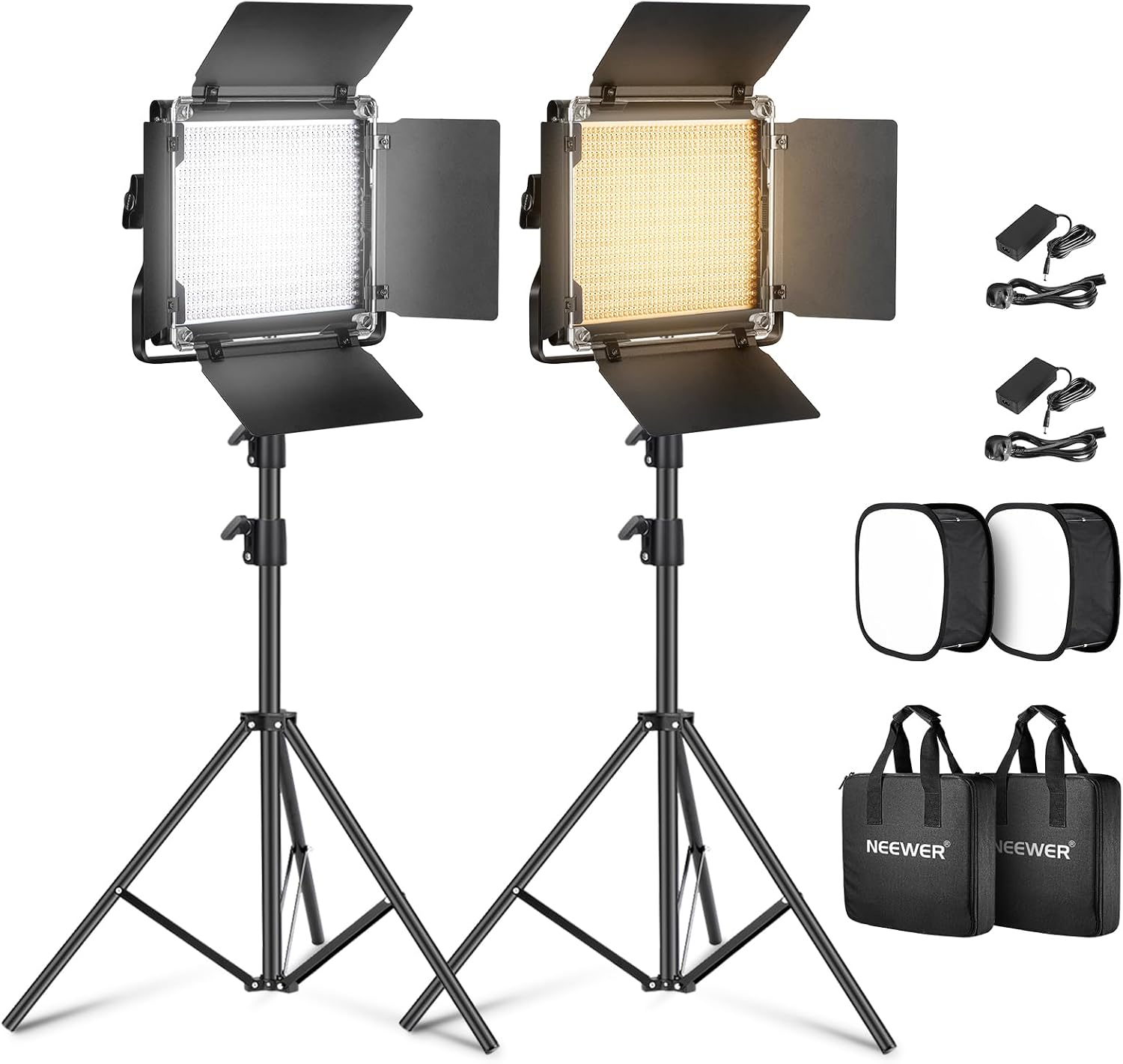 NEEWER 2 Pack Bi-colour 660 LED Video Light Kit (3200–5600K, CRI 96+) for Studio, Streaming & Photo