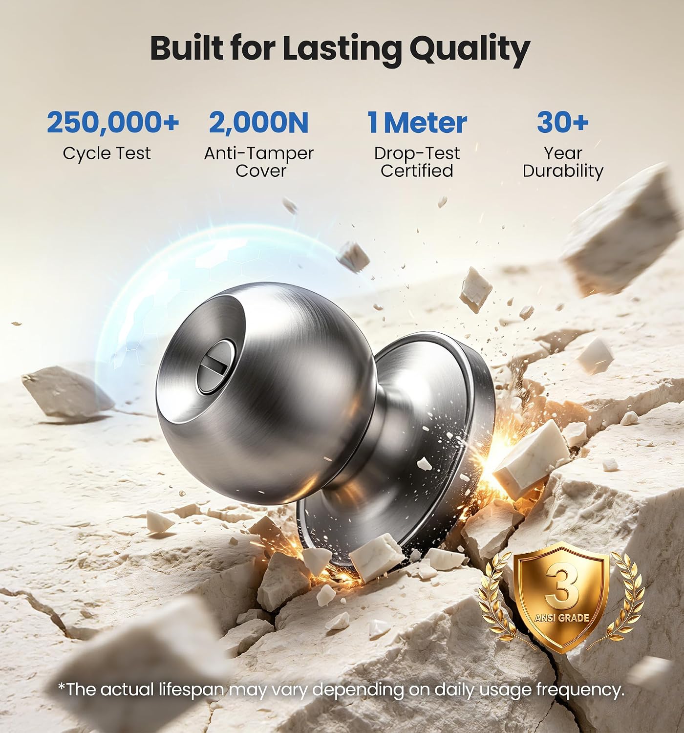 Detalle 2 de Veise Privacy Door Knob in Satin Nickel