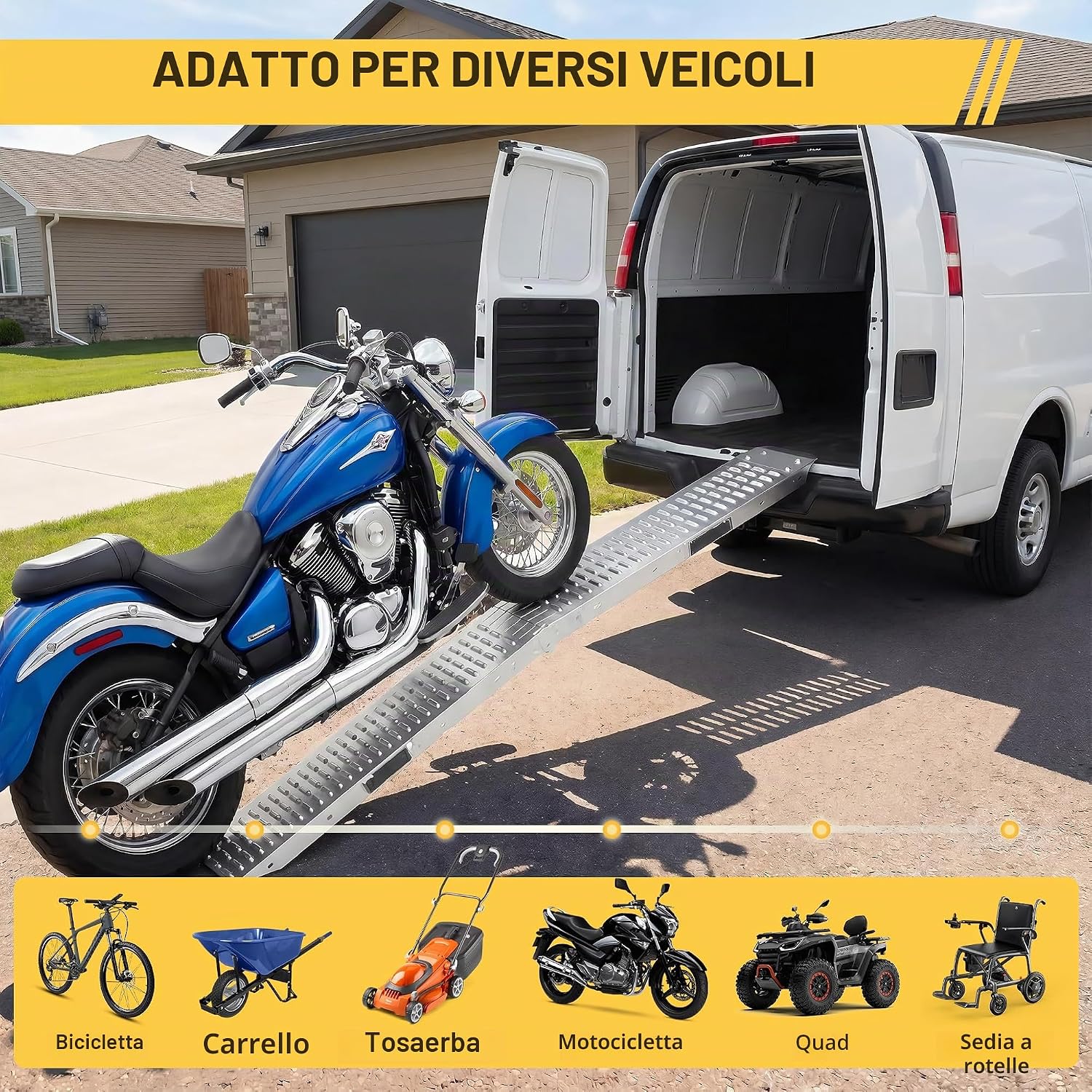 Thumbnail 6 de ACXIN - Rampa di carico pieghevole in acciaio zincato, set da 2 pezzi, portata 200 kg ciascuna