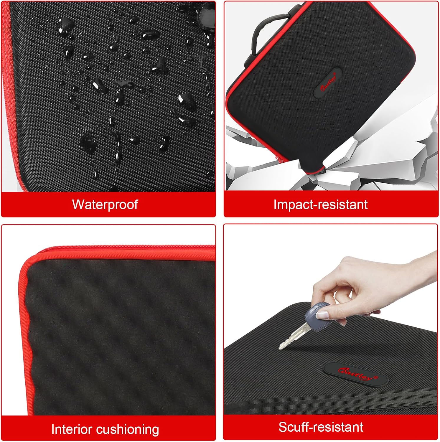 Detalle 1 de Powarobor Battery Storage Case, Red Size L, with 10 Adjustable Dividers