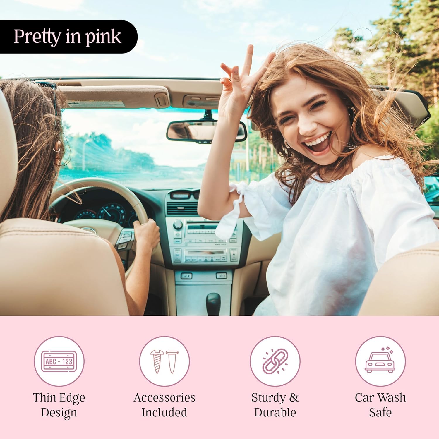 Detalle de Premium Princess Pink License Plate Frames – 2 Pack