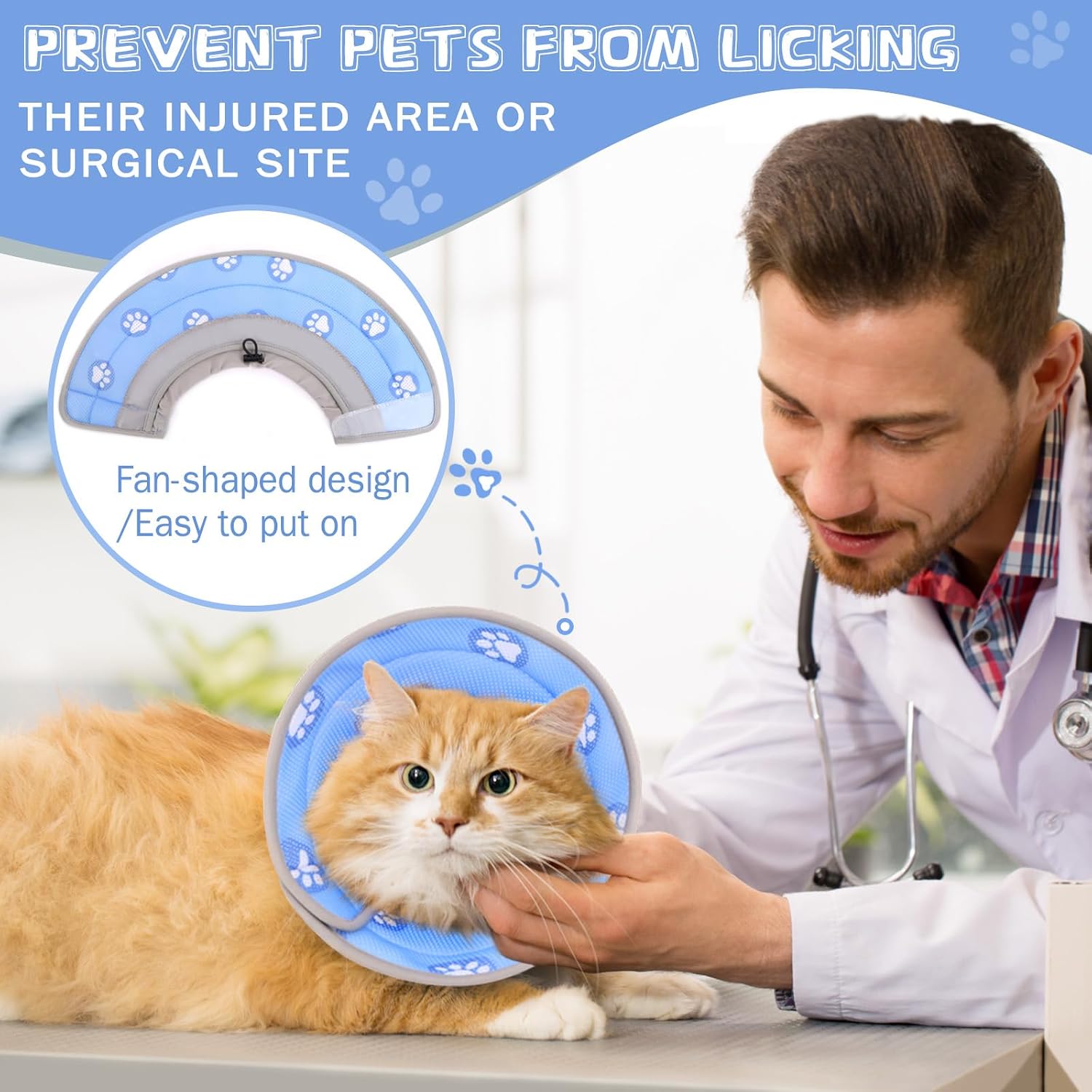 Detalle 2 de Toptakeit Soft Adjustable Cat Recovery Cone, Blue