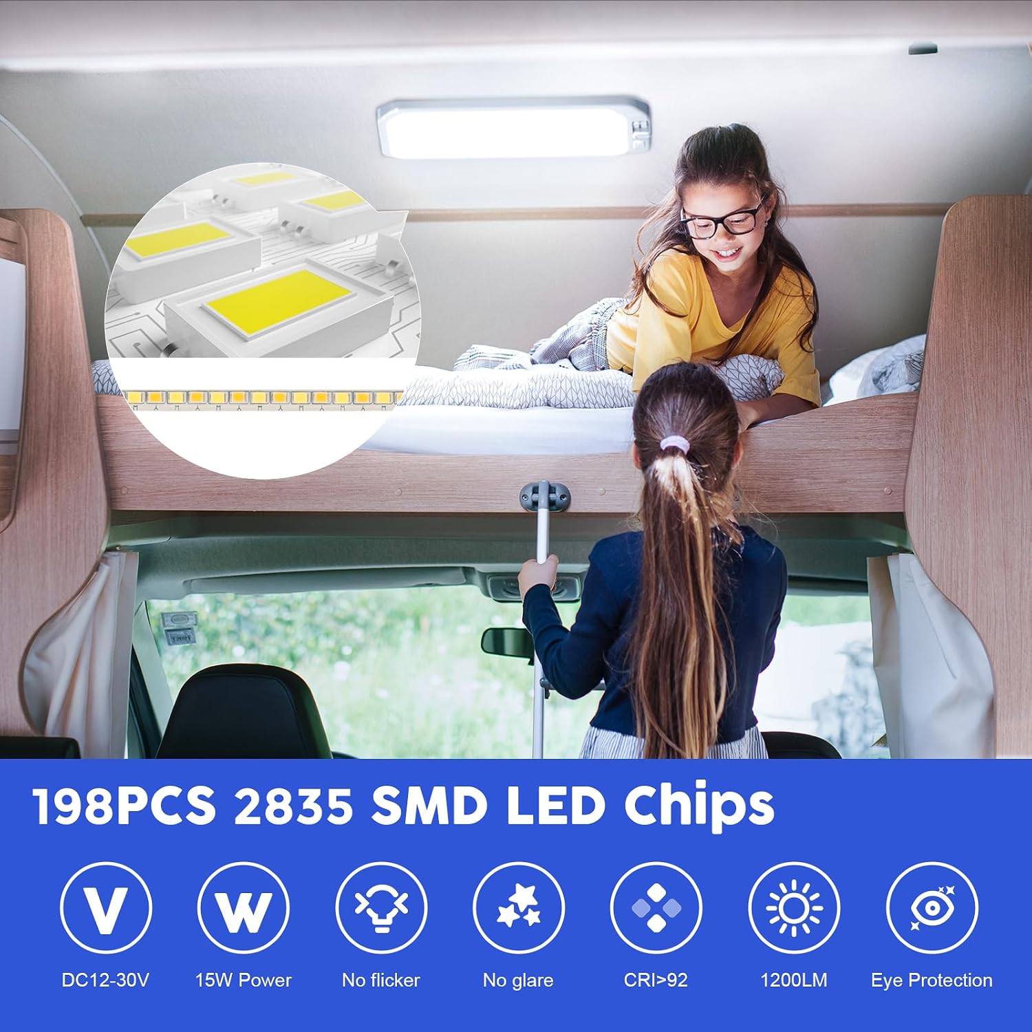 Thumbnail 3 de Kriogor 12V LED Ceiling Lights for Campervan – 3 Colour Modes, Dimmable, 198 LEDs (1200 LM)