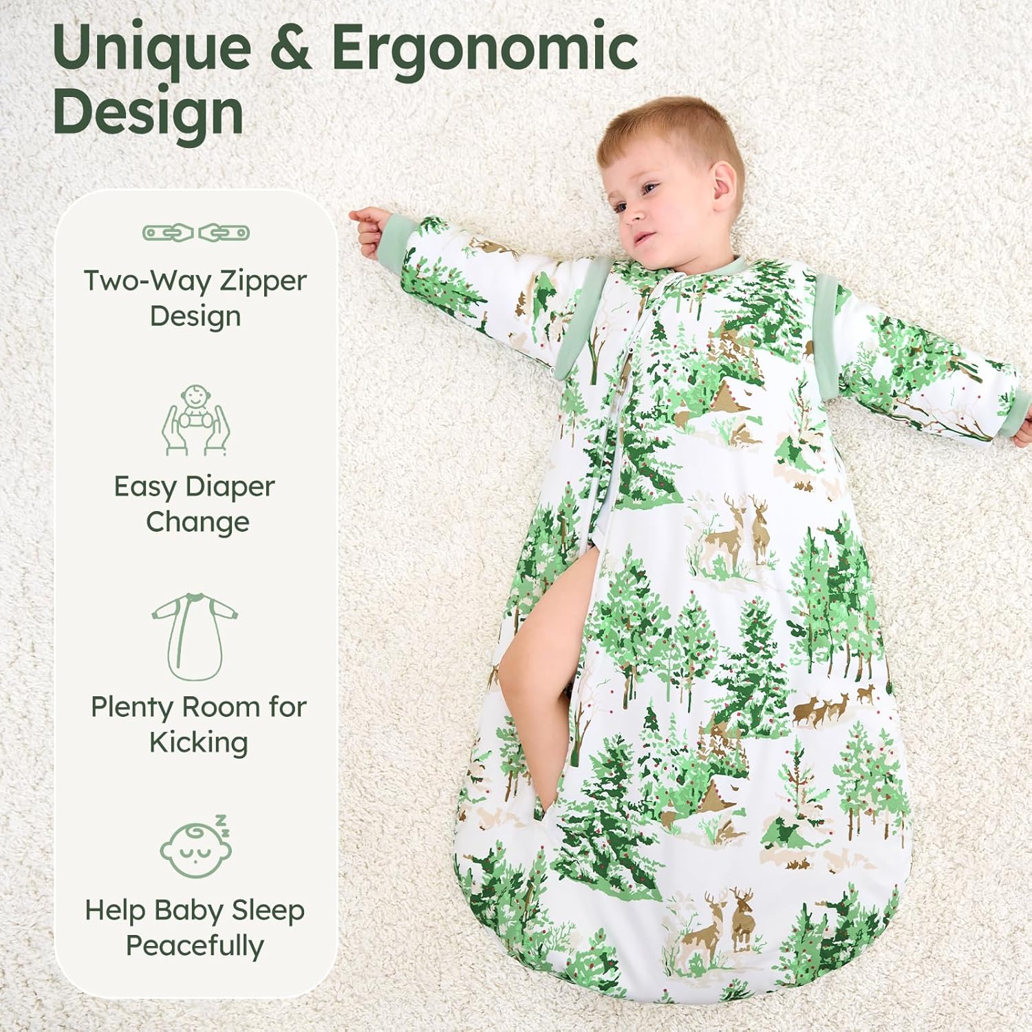 Thumbnail 3 de Unnivoll Winter-Schlafsack Baby 3,5 Tog (18–36 Monate) mit abnehmbaren Ärmeln, Baumwolle