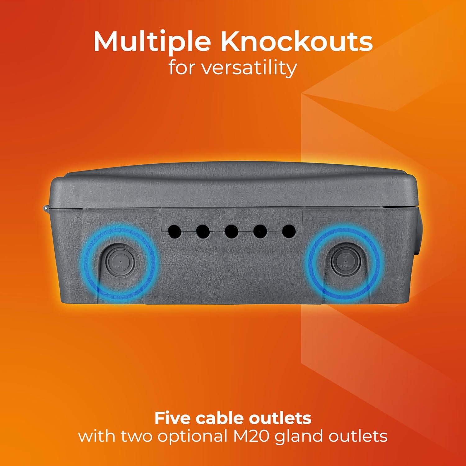 Detalle de Masterplug WBX Weatherproof Electric Box for Outdoors (WBX-MS), Grey, 345 x 220 x 126.5 mm
