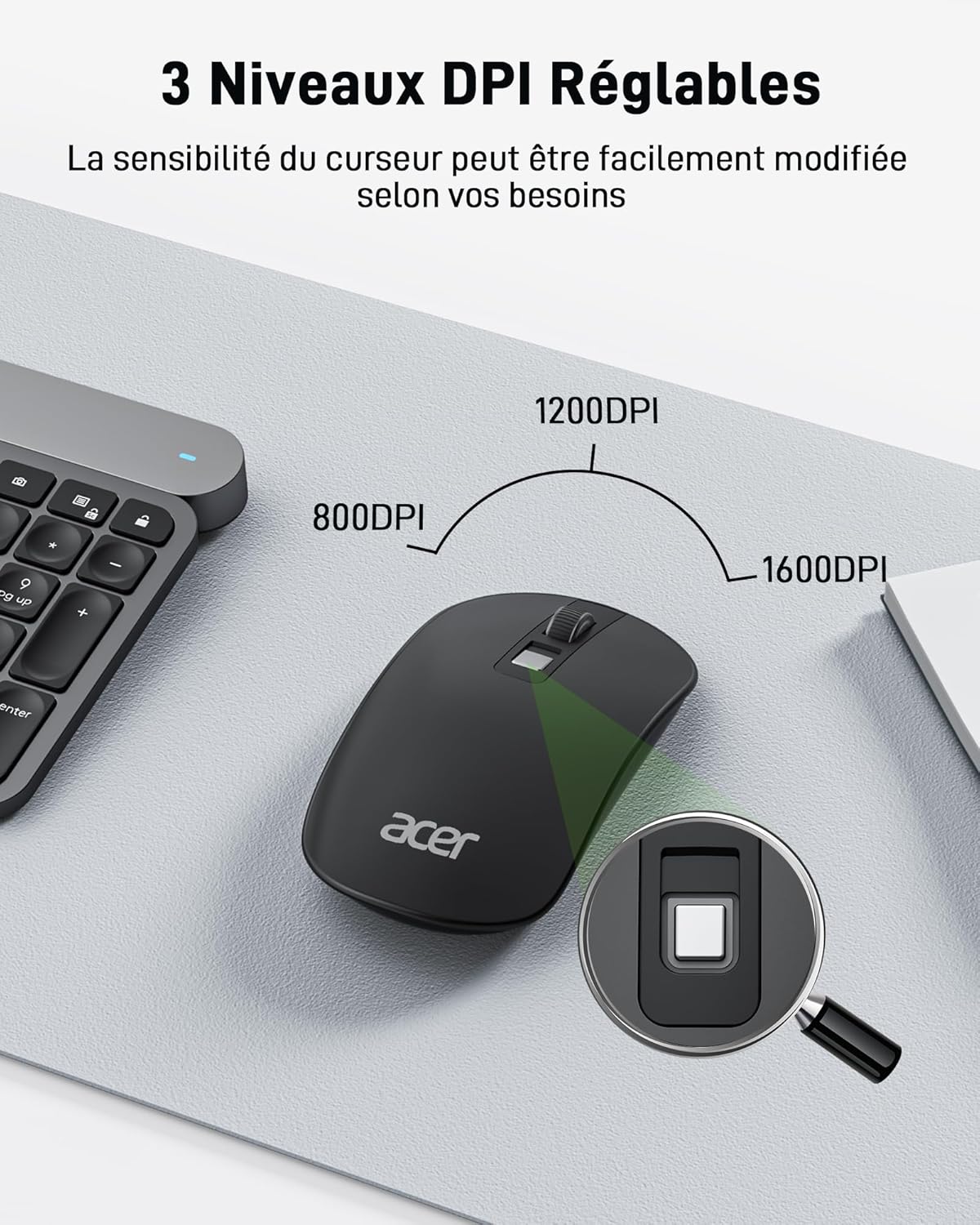 Thumbnail 2 de Acer Wireless Mouse: ergonomico, ambidestro e ultra‑compatto con 4 pulsanti programmabili