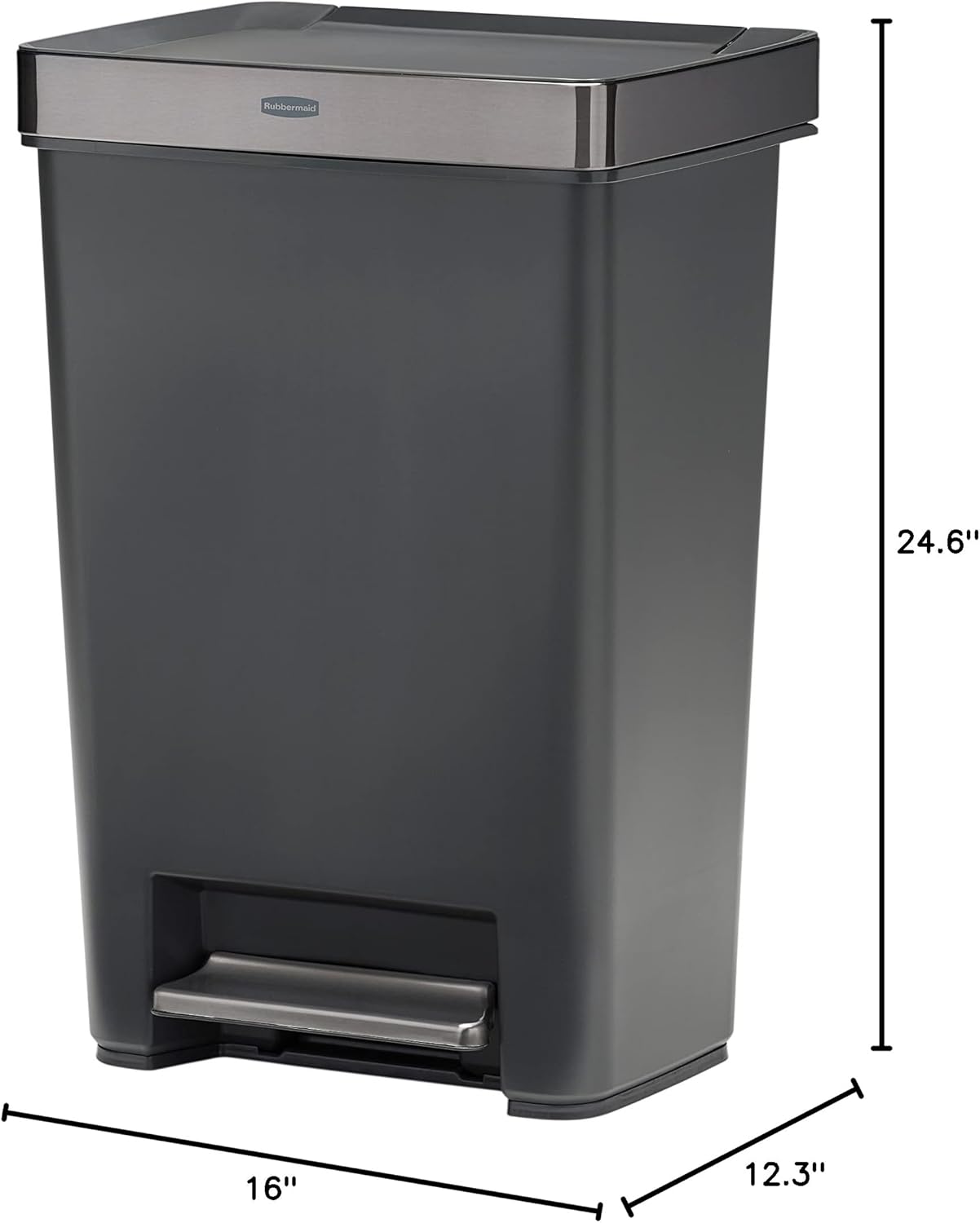 Thumbnail 5 de Rubbermaid Premier Series III Step-On Trash Can (12.4 Gallon) with Stainless Steel Rim – Charcoal