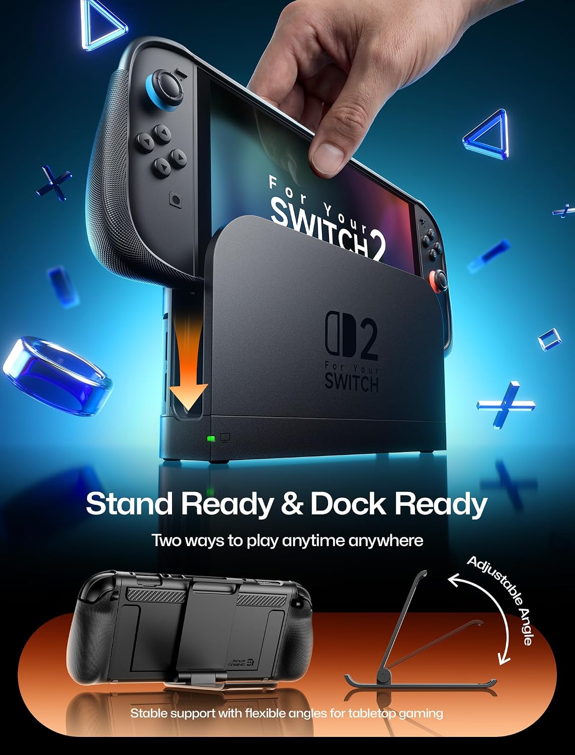 Thumbnail 3 de JSAUX Split Every Day Case for Switch 2 (PC0123B) with 8 Card Slots, Dockable Front Cover, TPU Middle Frame, and Adjustable Stand