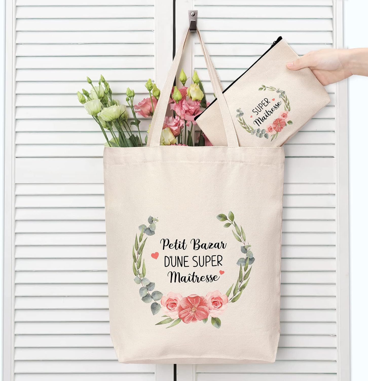 Thumbnail 2 de Rhdekoein Tote Bag avec Petite Pochette – Lot de 2 sacs coton pour maîtresse