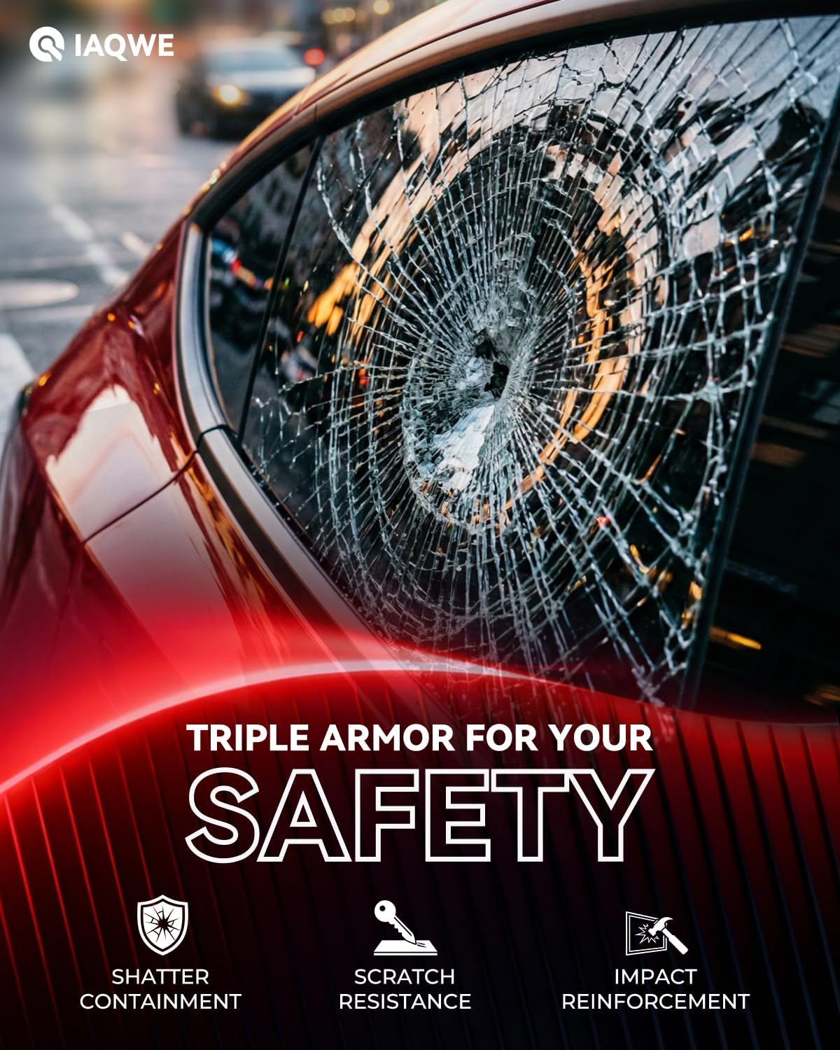 Thumbnail 2 de IAQWE 5% VLT Ceramic Car Window Tint Film (20" x 20ft Roll) — Black, Heat & UV Blocking Privacy Film