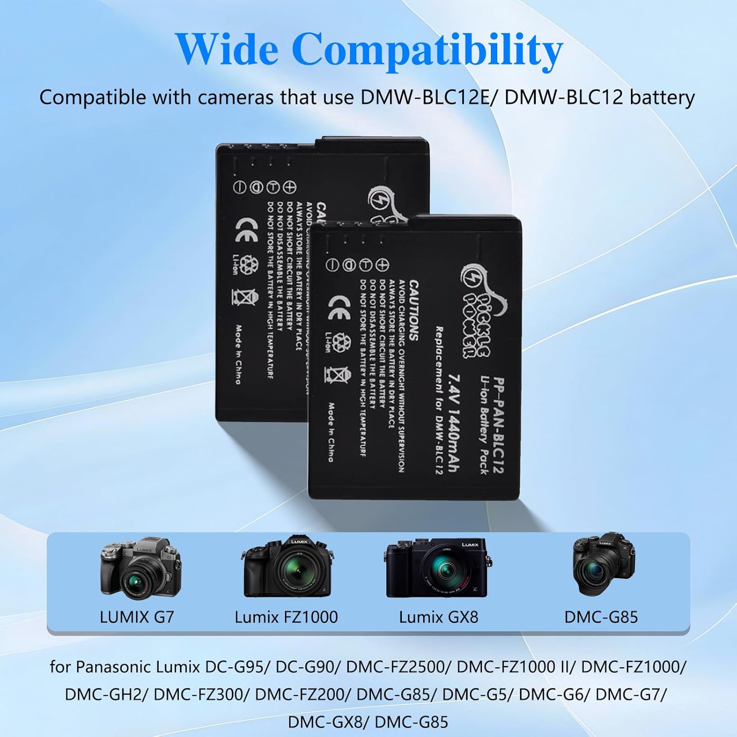 Detalle de Pickle Power 2-Pack DMW-BLC12E Batteries & Charger for Panasonic Lumix