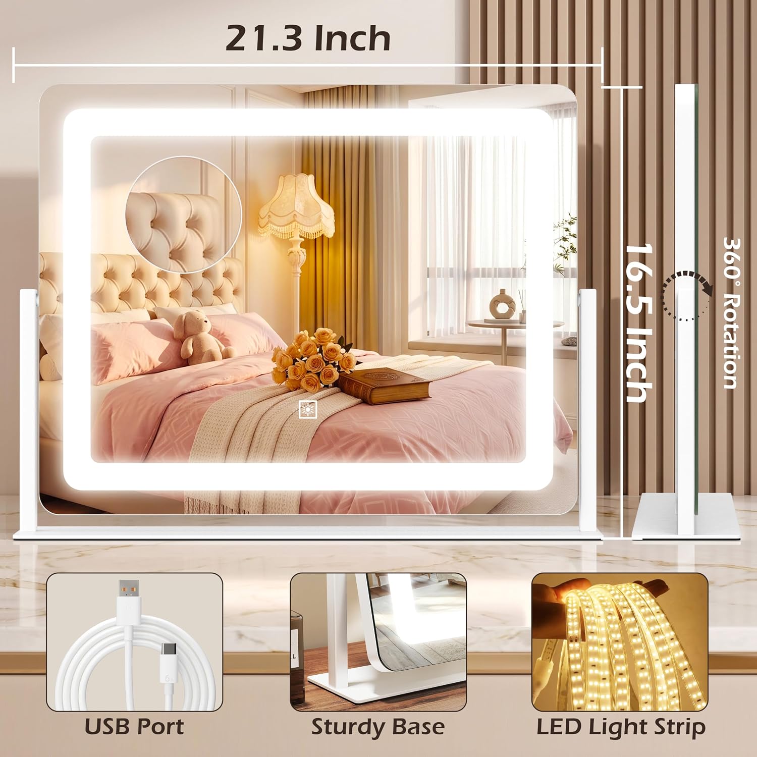 Detalle 1 de CraftCraze Lighted Vanity Mirror 22 x 17 inches