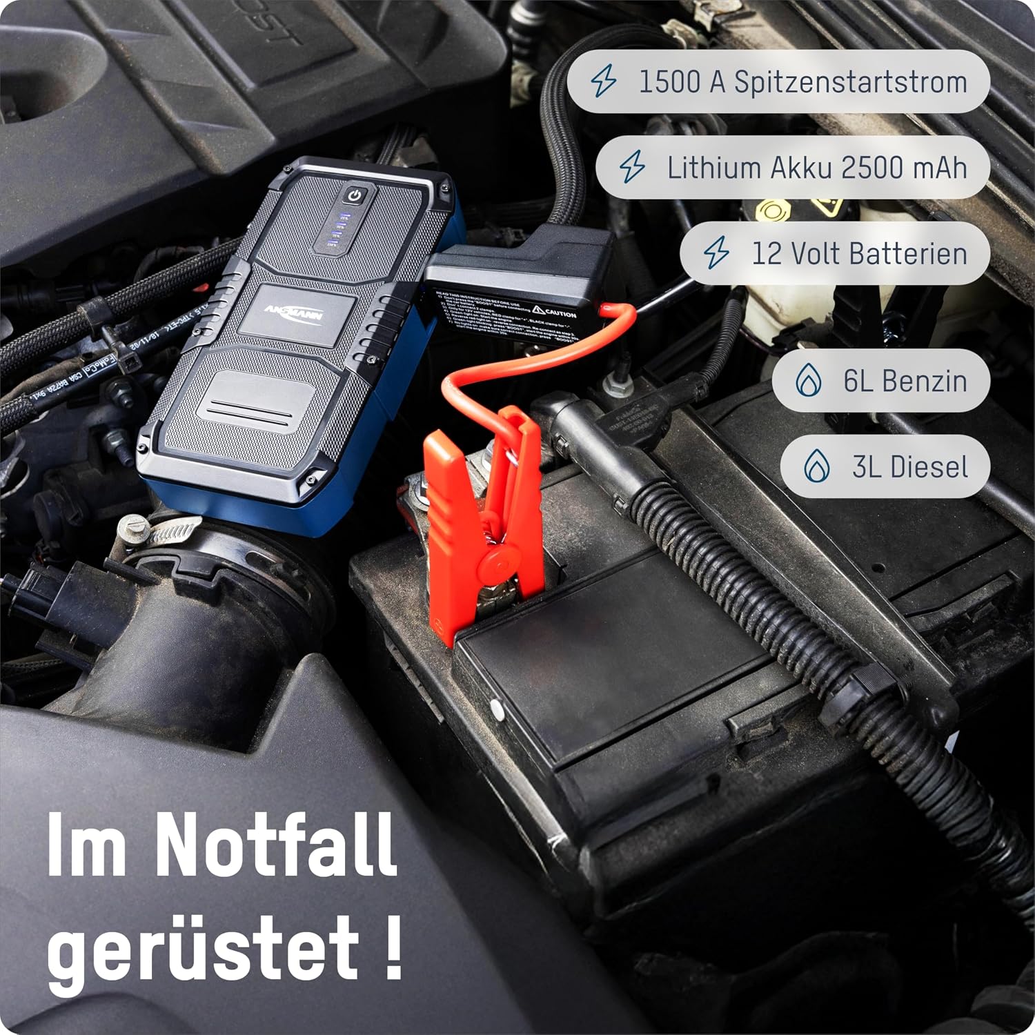 Thumbnail 1 de ANSMANN Starthilfe-Powerbank 1500A für 12V-Fahrzeugbatterien (Auto, Motorrad & Boot) inkl. Taschenlampe