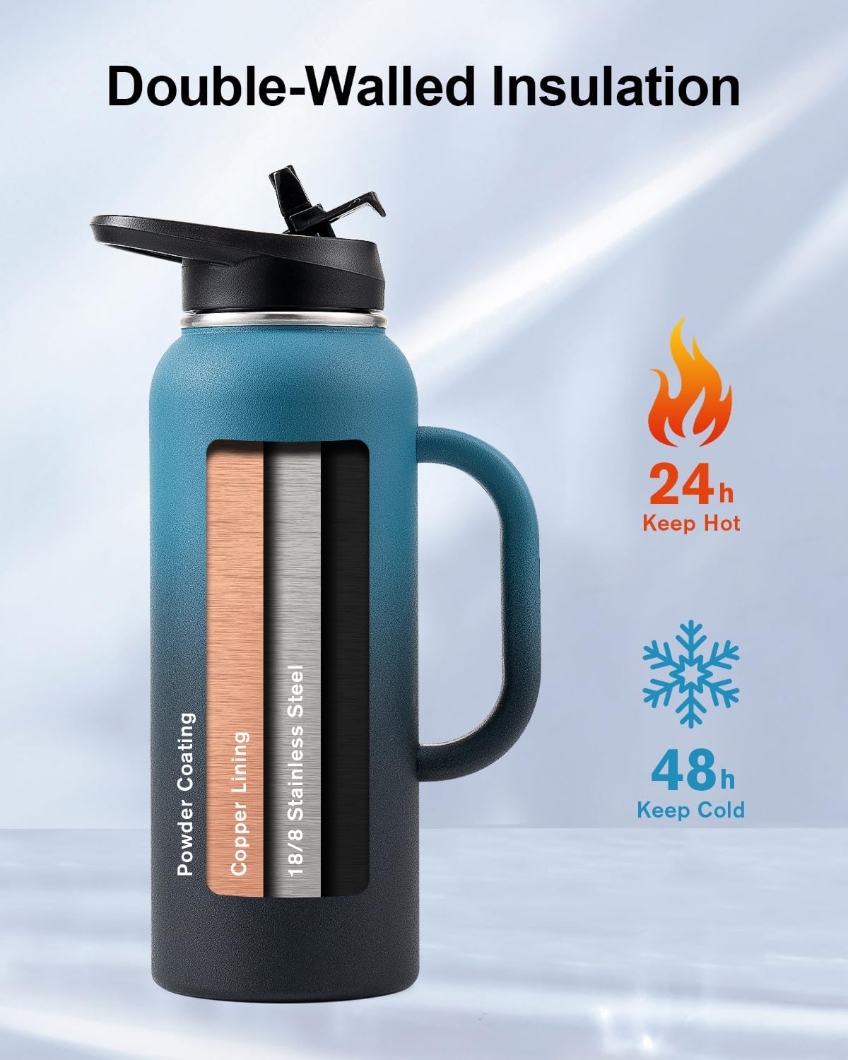 Thumbnail 1 de Trebo 1.2 L Insulated Water Bottle with Handle – Indigo Black